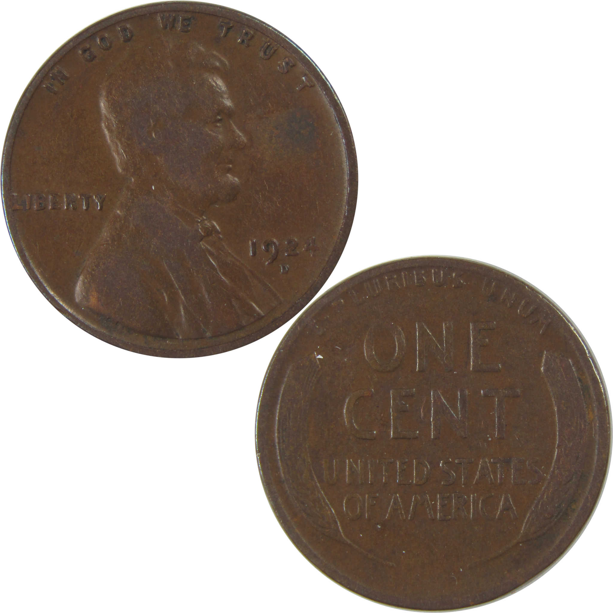 1924 D Lincoln Wheat Cent F Fine Penny 1c Coin SKU:I23768