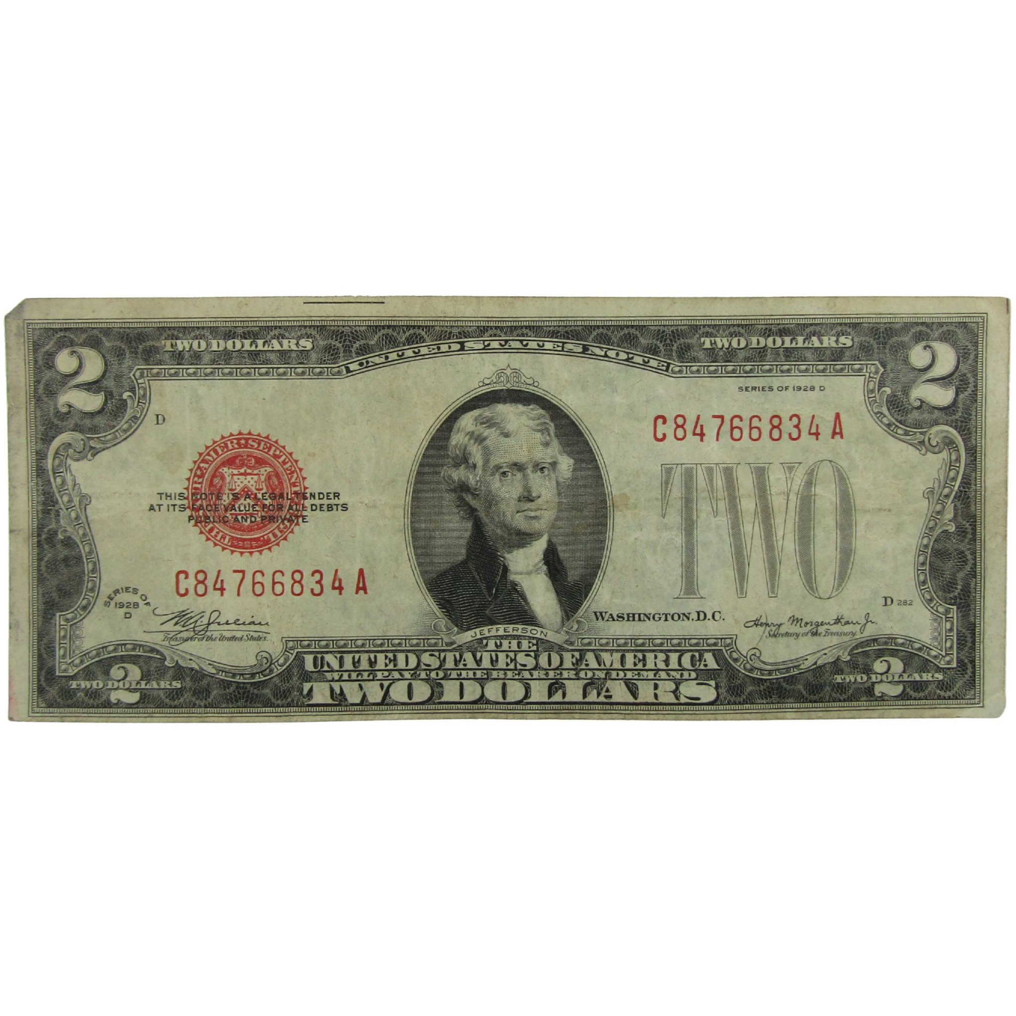 1928 D $2 Small Size Legal Tender Note F Fine Currency SKU:I27823