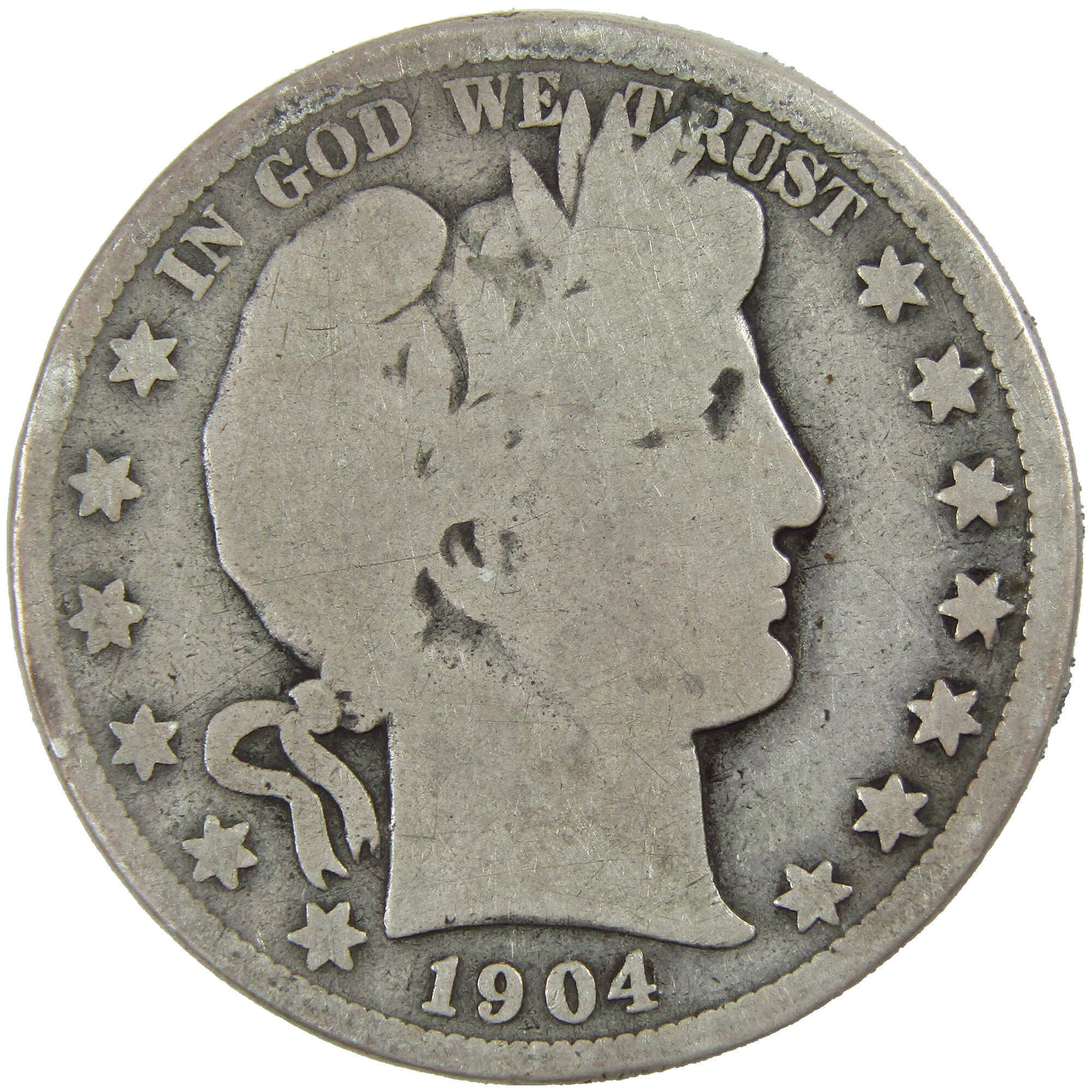 1904 O Barber Half Dollar G Good Silver 50c Coin SKU:I12785
