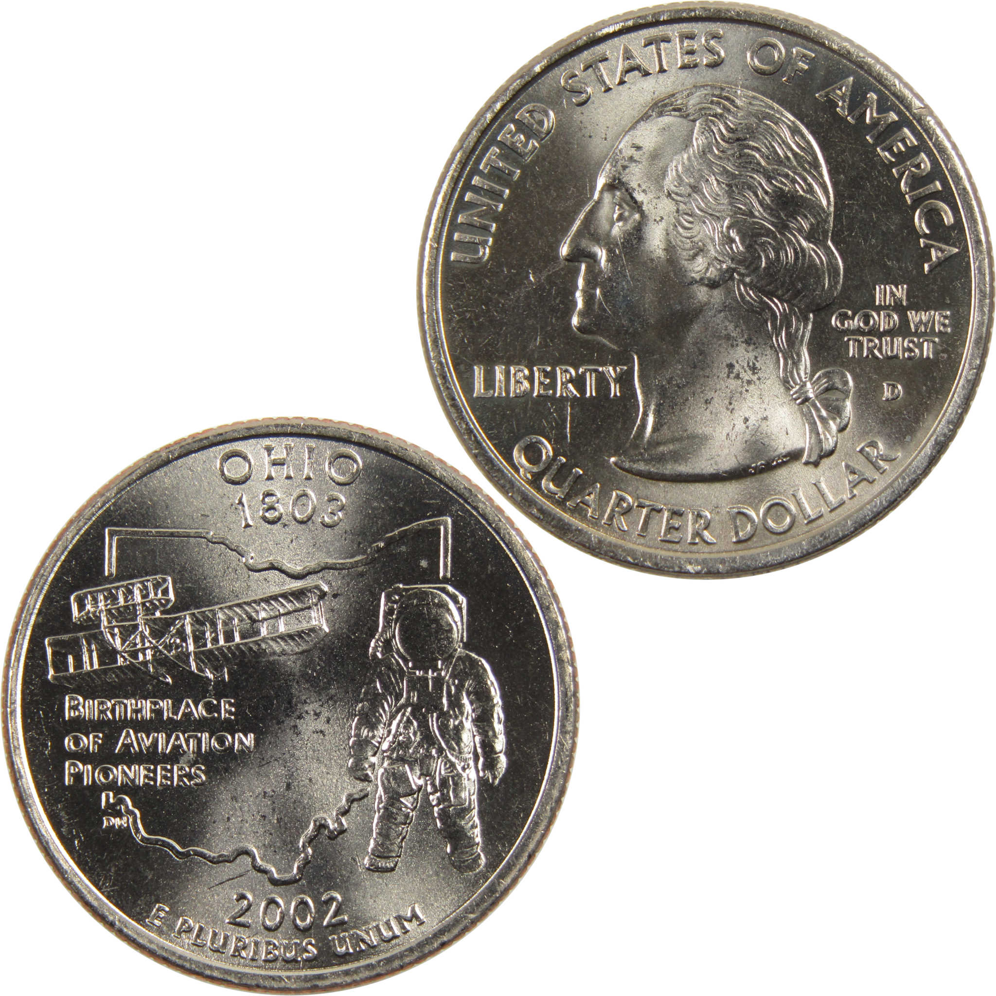 2002 D Ohio State Quarter BU Uncirculated Clad 25c Coin
