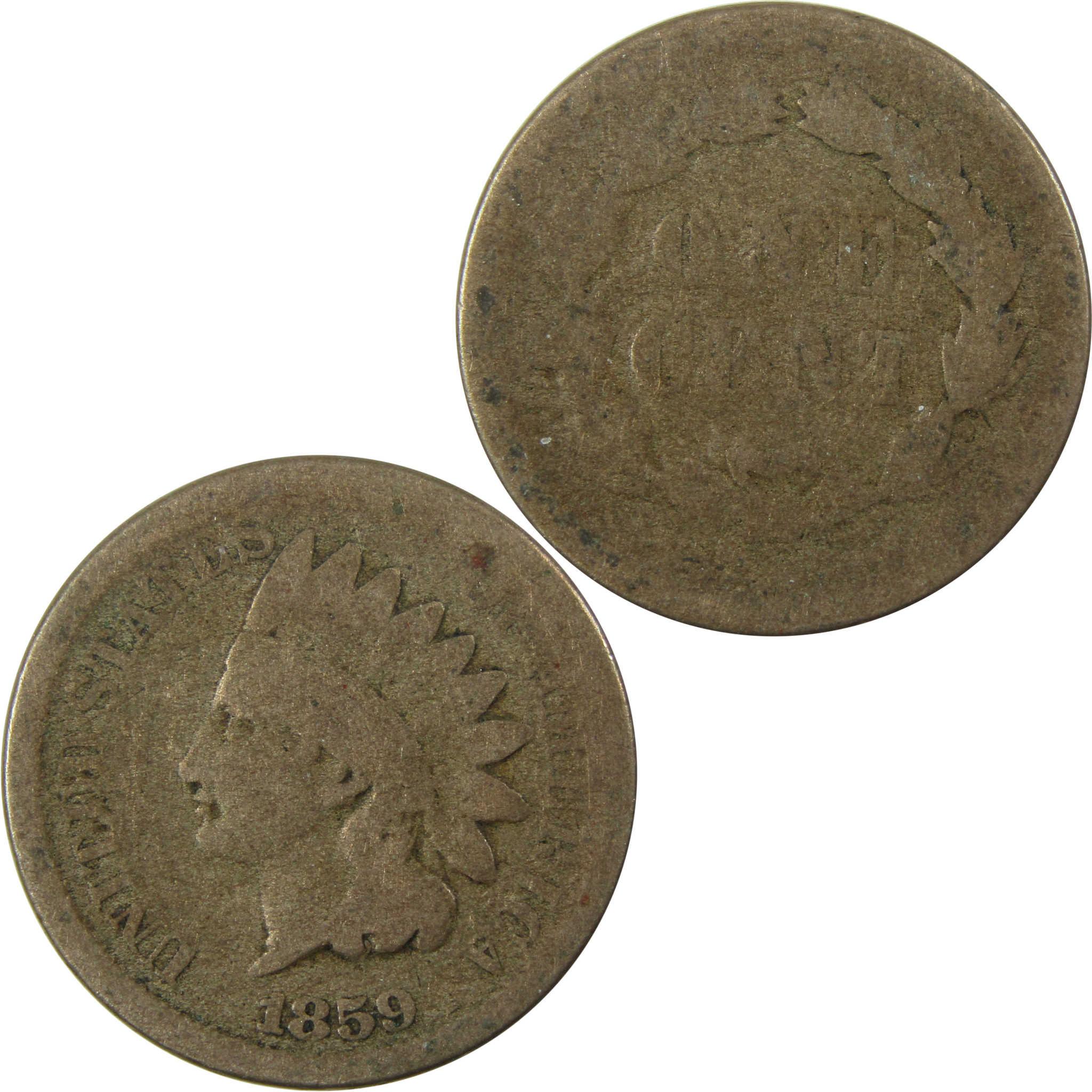 1859 Indian Head Cent AG About Good Penny 1c Coin SKU:CP1287