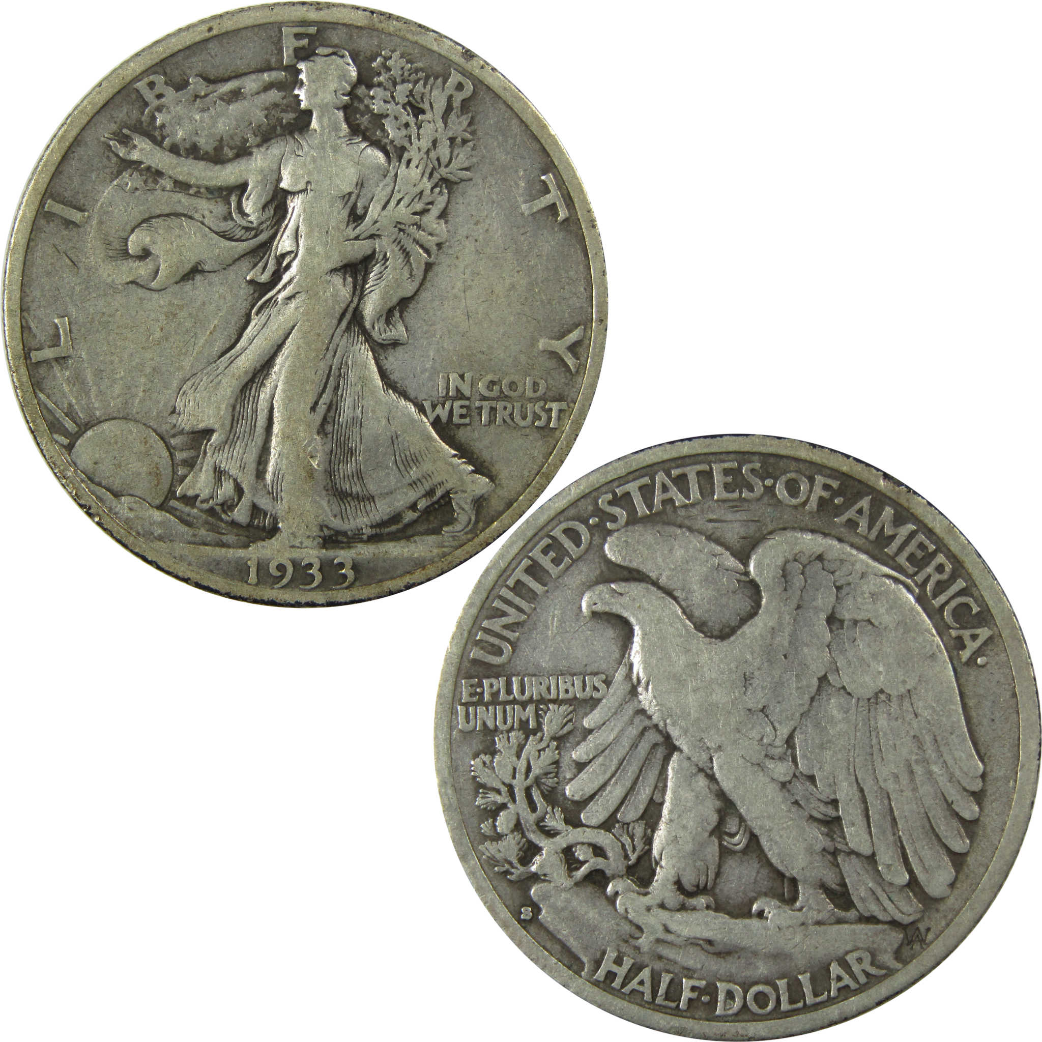 1933 S Liberty Walking Silver Half Dollar VF Very Fine SKU:I25953