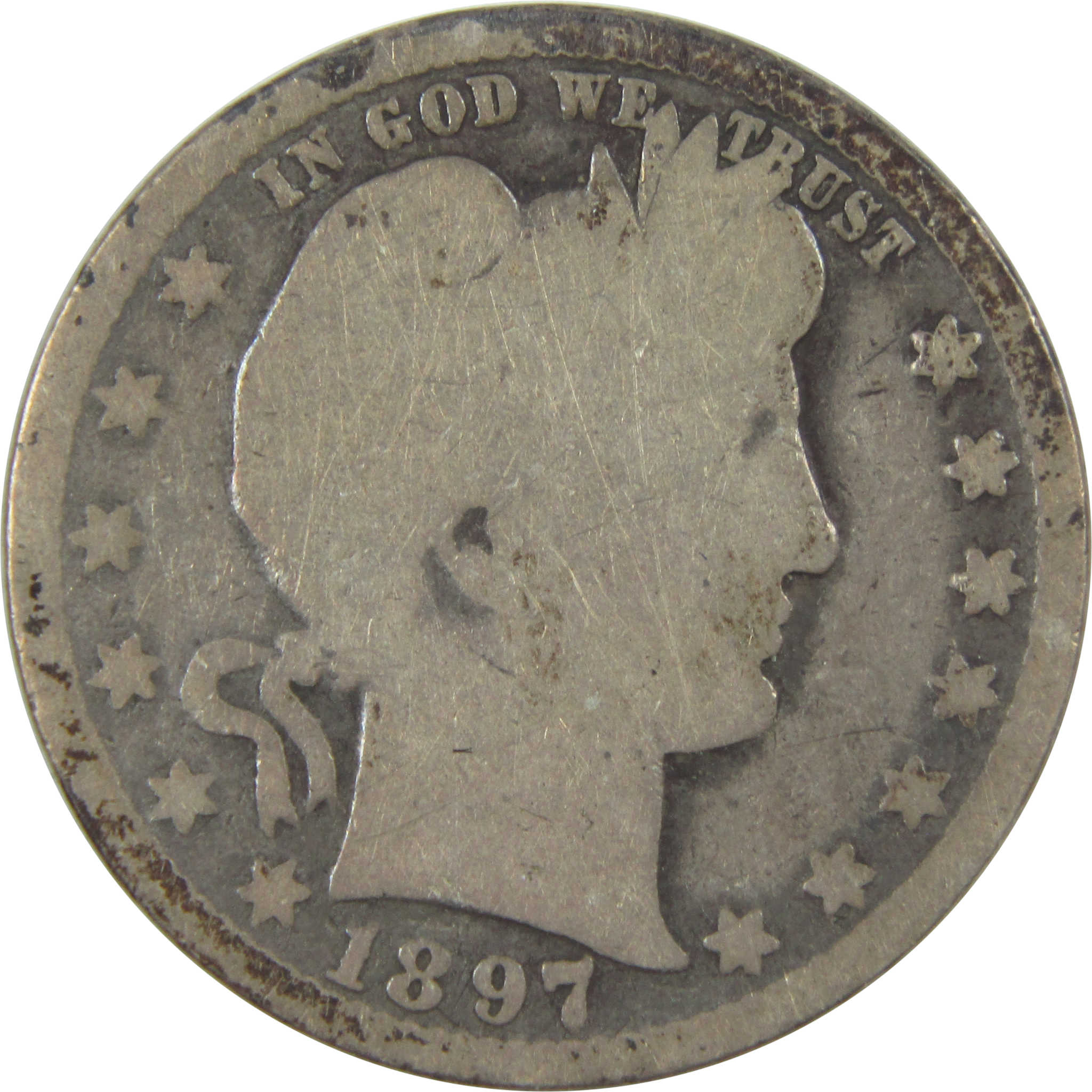 1897 O Barber Quarter AG About Good Silver 25c Coin SKU:I15442