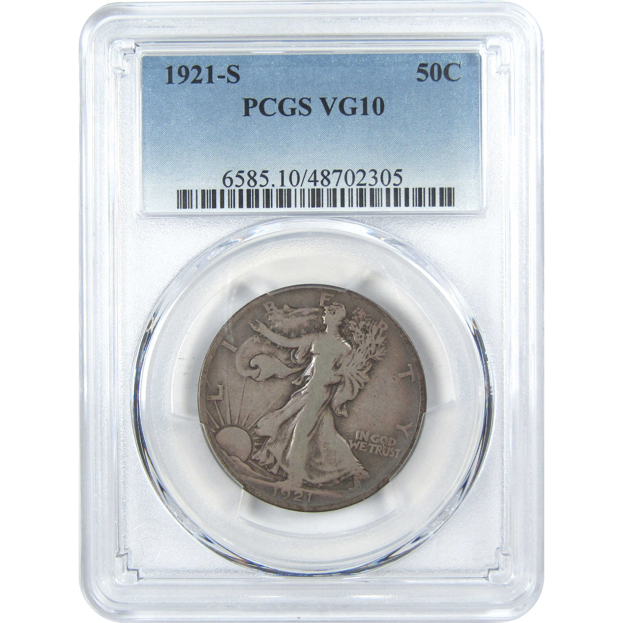 1921 S Liberty Walking Half Dollar VG 10 PCGS Silver 50c SKU:I16602