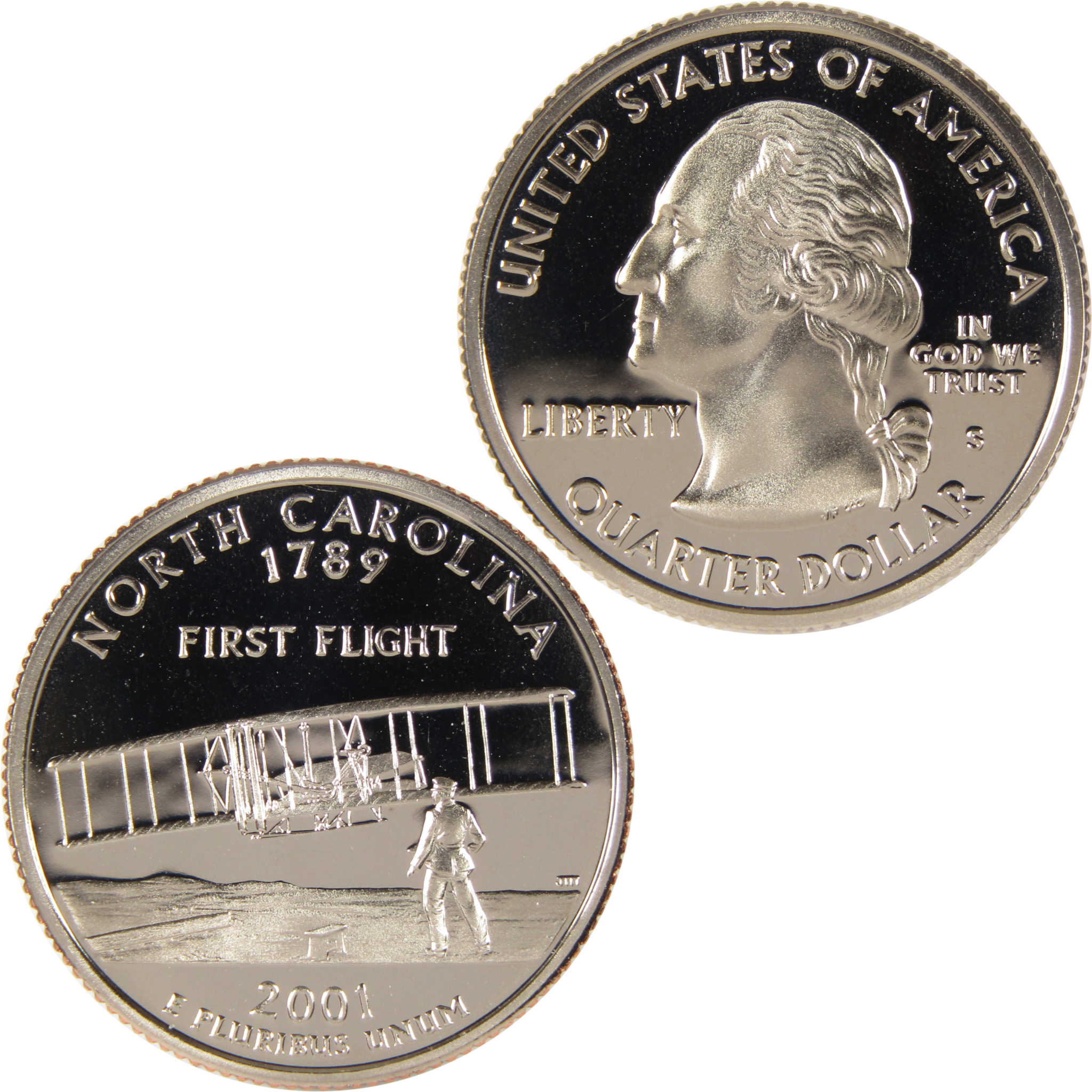 2001 S North Carolina State Quarter Clad 25c Proof Coin