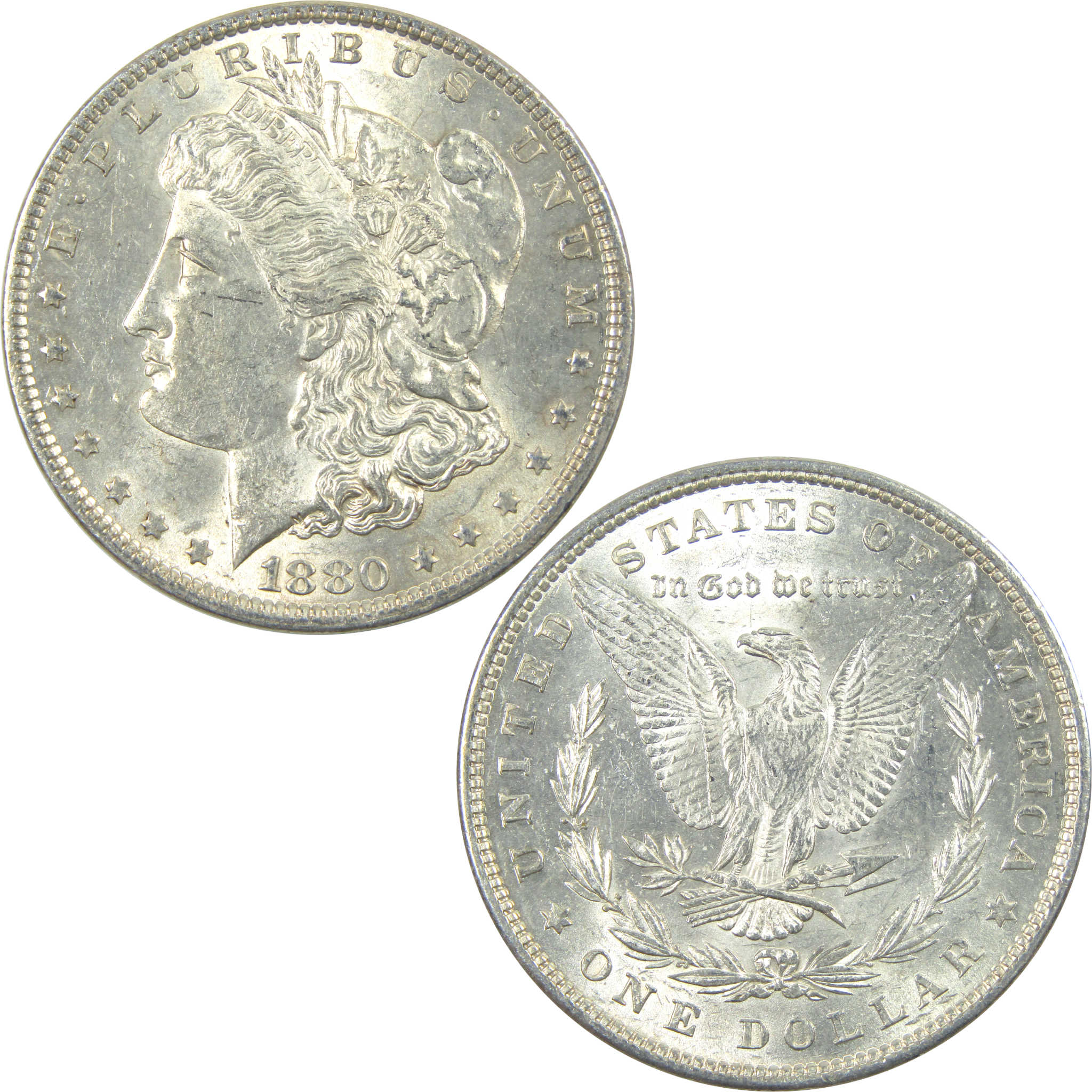 1880 Morgan Dollar AU About Uncirculated Silver $1 Coin SKU:I15410 - Morgan coin - Morgan silver dollar - Morgan silver dollar for sale - Profile Coins &amp; Collectibles