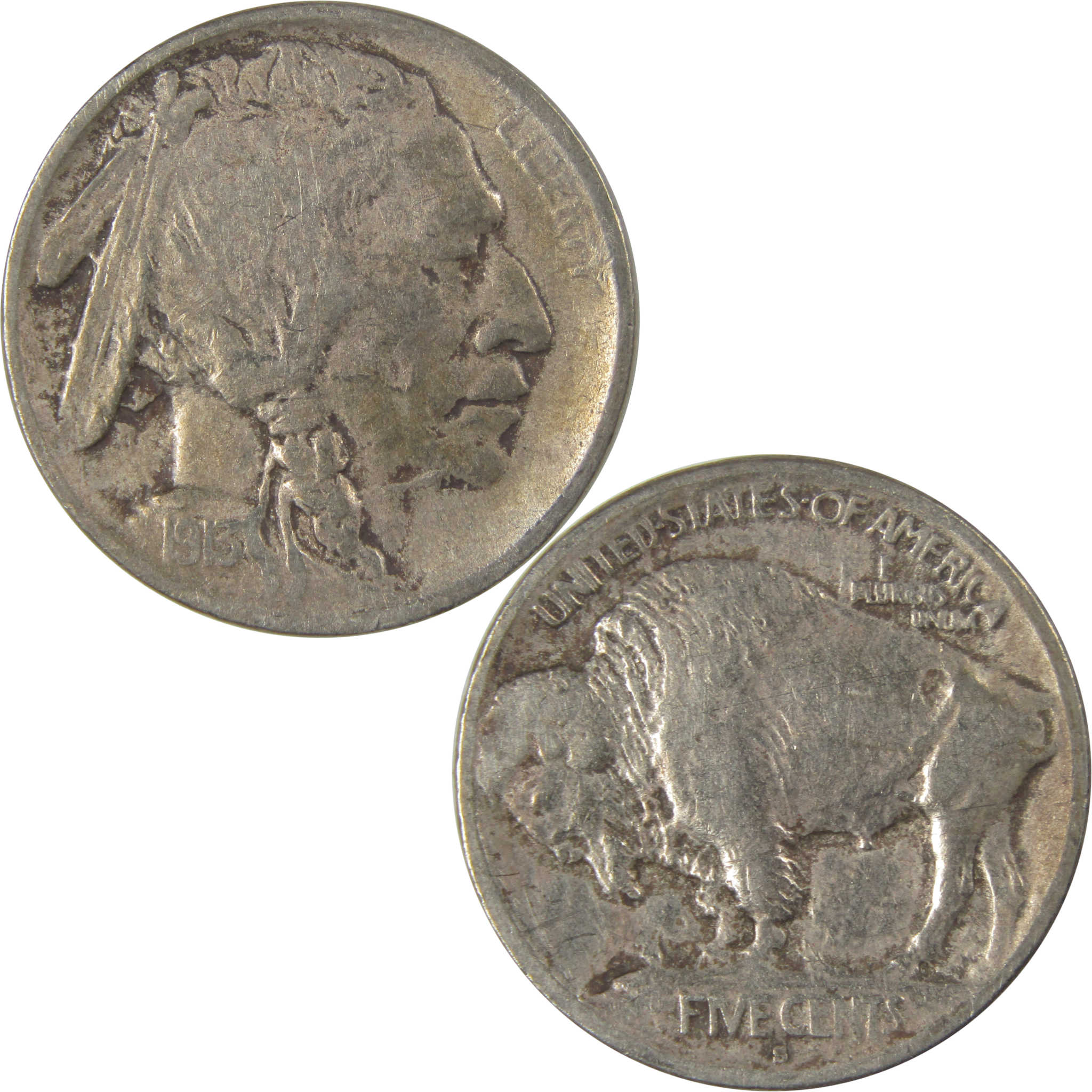 1913 S Type 1 Indian Head Buffalo Nickel F Fine Details SKU:I22904
