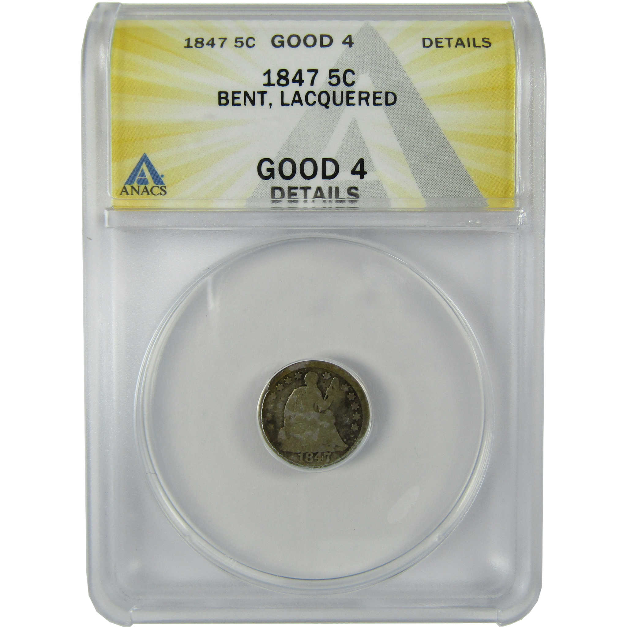 1847 Seated Liberty Silver Half Dime G 4 Details ANACS SKU:CP192