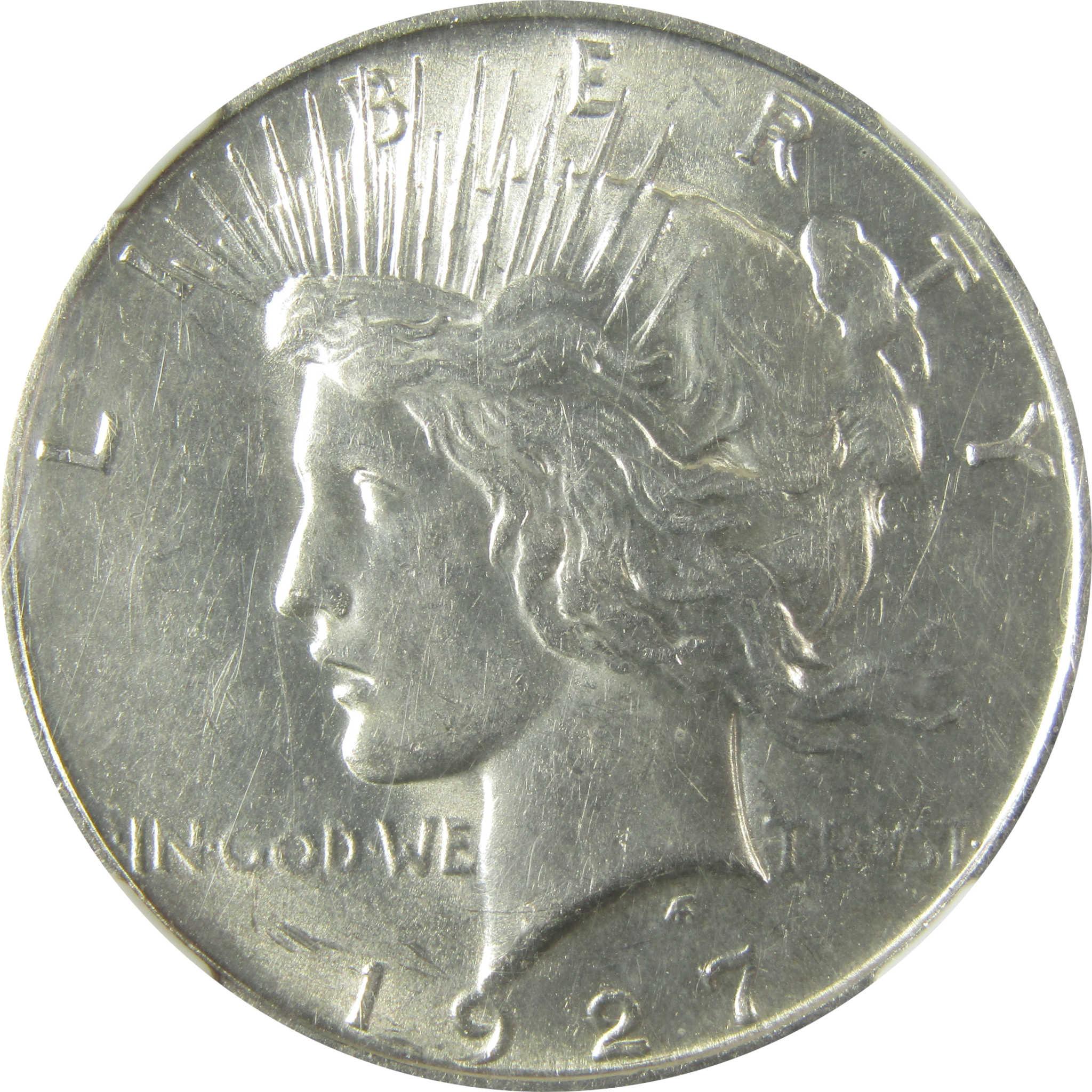 1927 D Peace Silver Dollar AU 58 NGC $1 Coin Collectible SKU:I26715