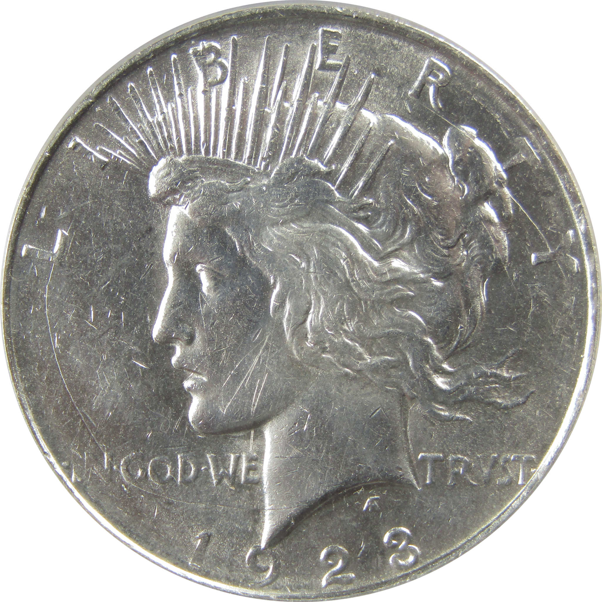 1923 D Peace Dollar AU 58 Details ANACS Silver $1 Coin SKU:I22376