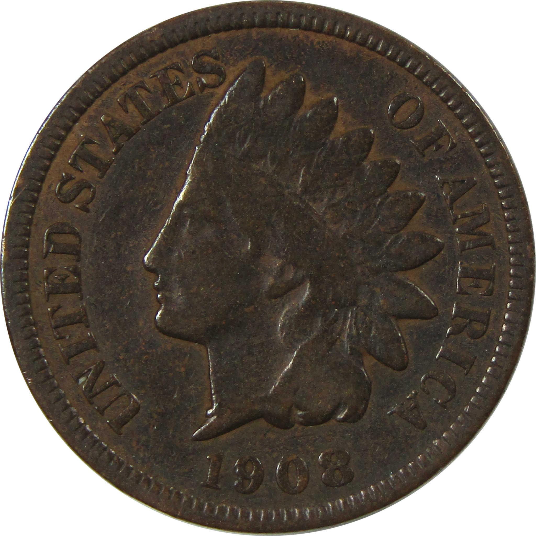 1908 S Indian Head Cent VG Very Good Details Penny 1c Coin SKU:I13654