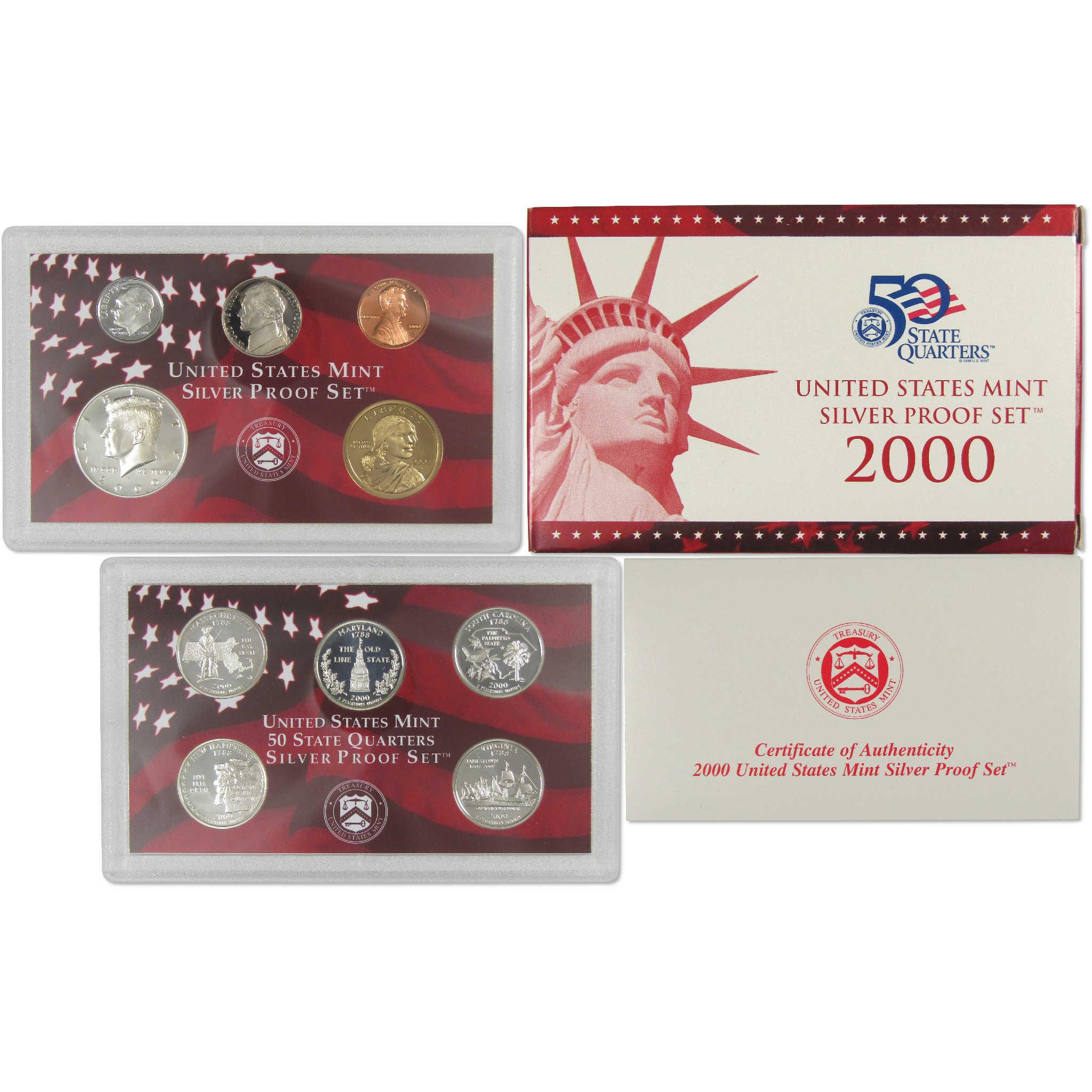 コレクション 2000 Sterling Silver Proof Coin Set 2000 Silver Proof Set U.S. Mint Original Government Packaging OGP COA