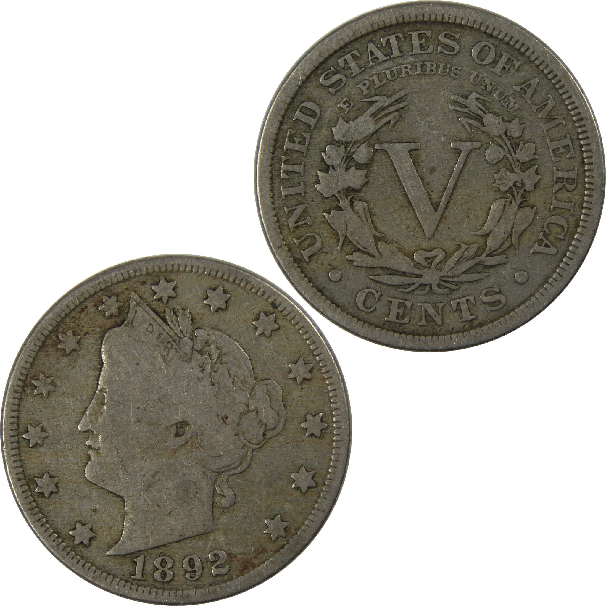 1892 Liberty Head V Nickel F Fine 5c Coin Collectible SKU:I23460