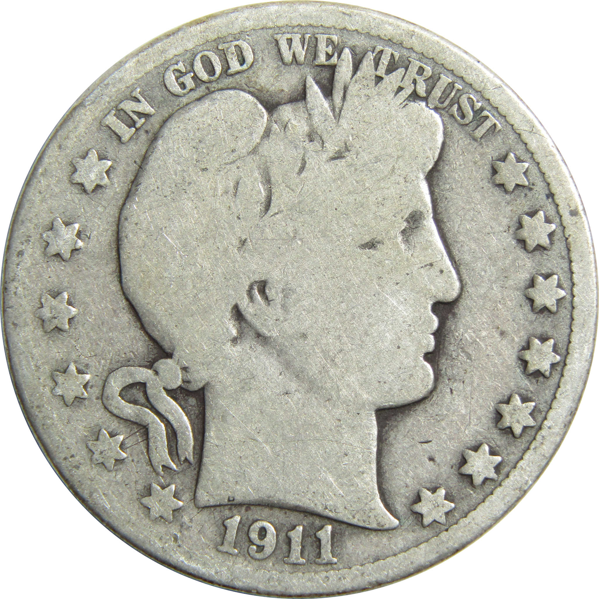 1911 Barber Half Dollar G Good Silver 50c Coin SKU:I13256