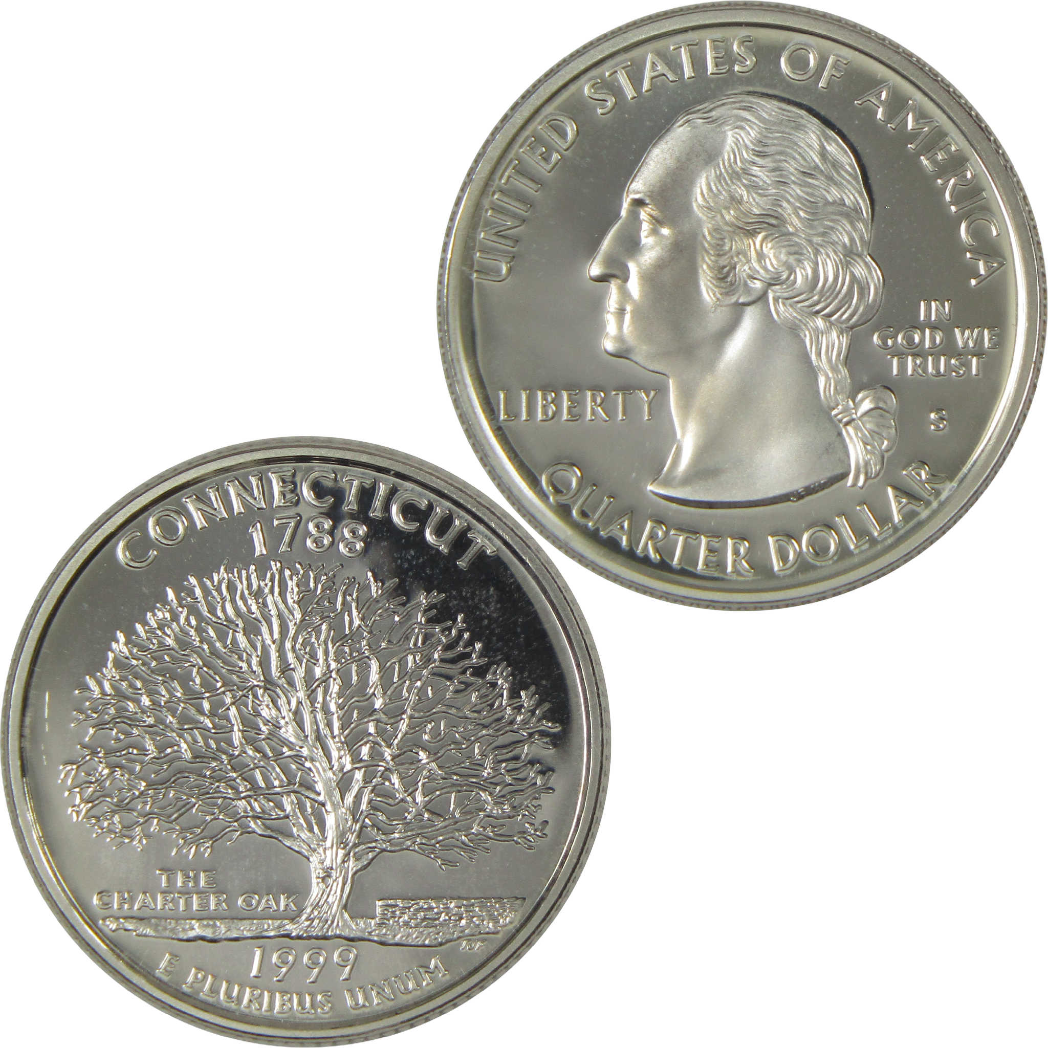 1999 S Connecticut State Quarter Choice Proof Clad 25c Coin
