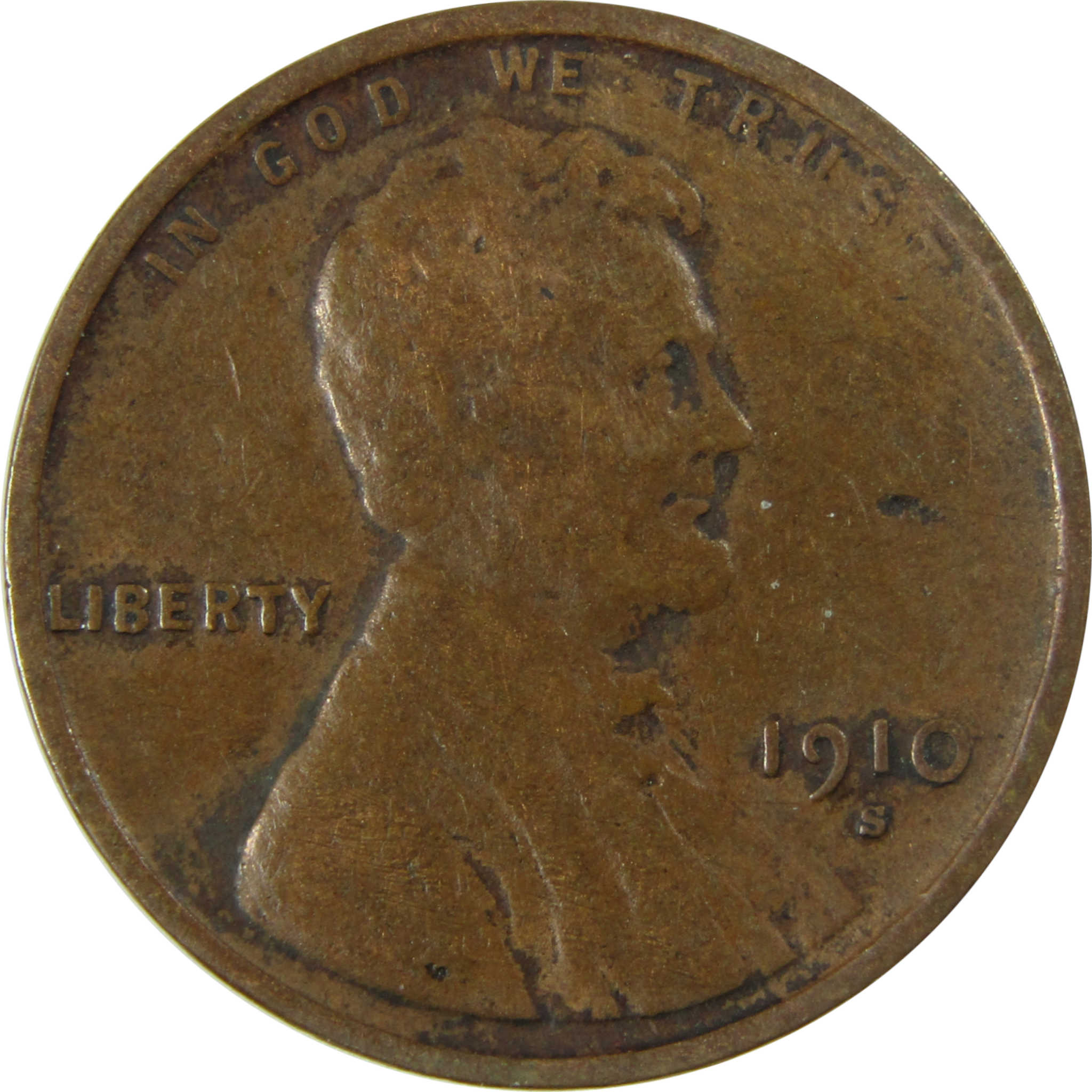 1910 S Lincoln Wheat Cent F Fine Penny 1c Coin Collectible SKU:I26351