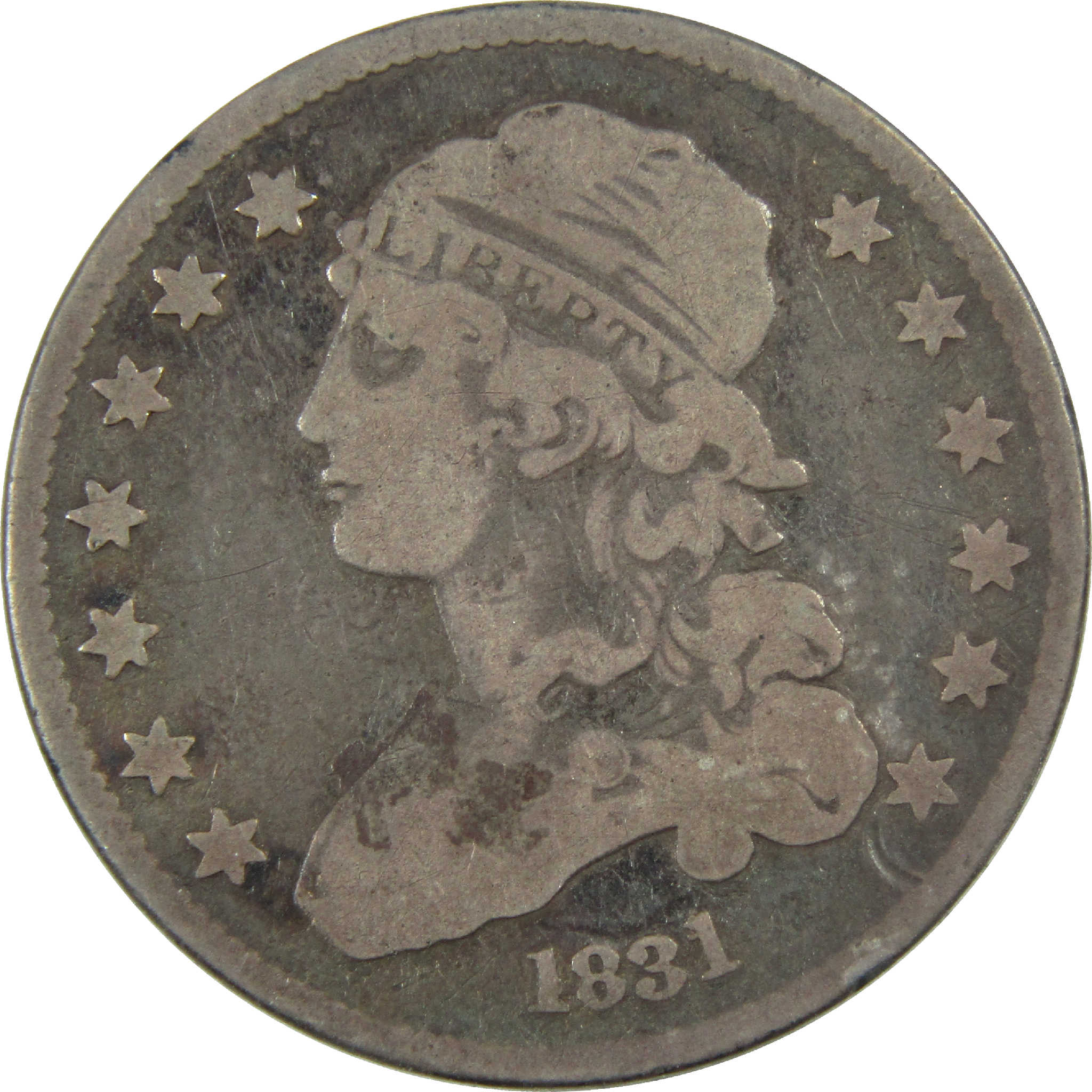1831 Large Letters Capped Bust Quarter VG Details Silver SKU:I12347