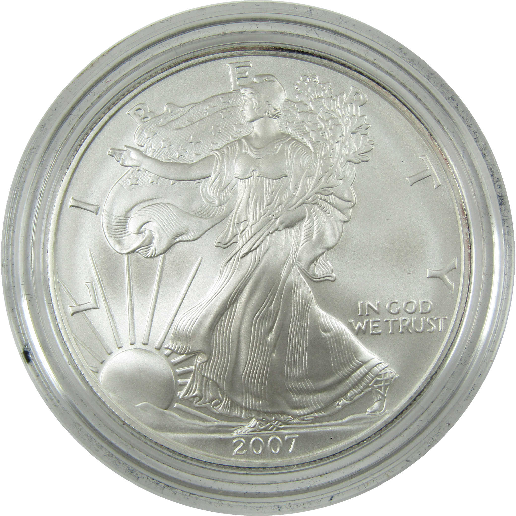 2007 W American Silver Eagle Uncirculated Burnished $1 Coin SKU:CP1504