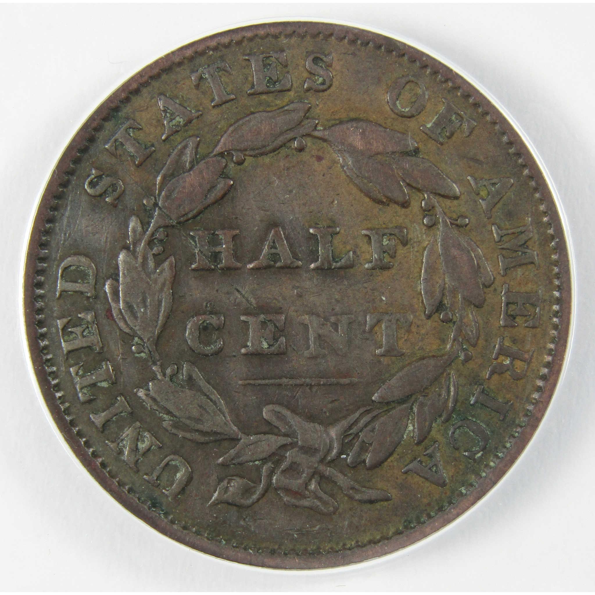 1834 Classic Head Copper Half Cent VF 30 Details ANACS Penny SKU:CP198