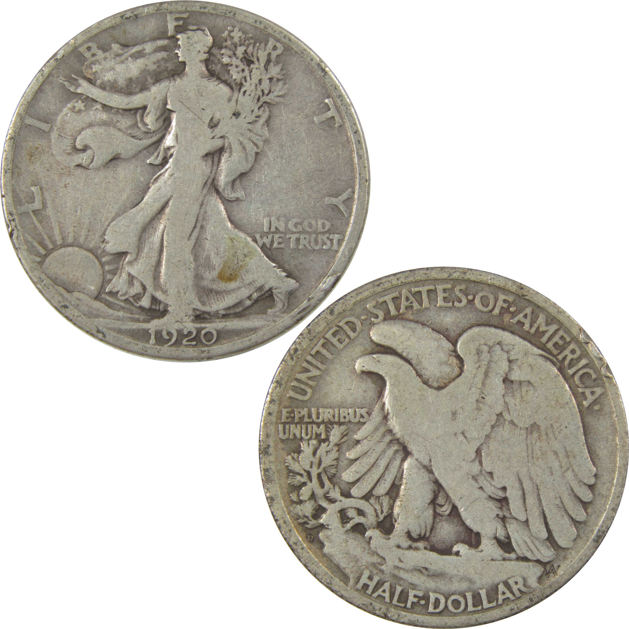 1920 D Liberty Walking Silver Half Dollar VG Very Good Coin SKU:I24155