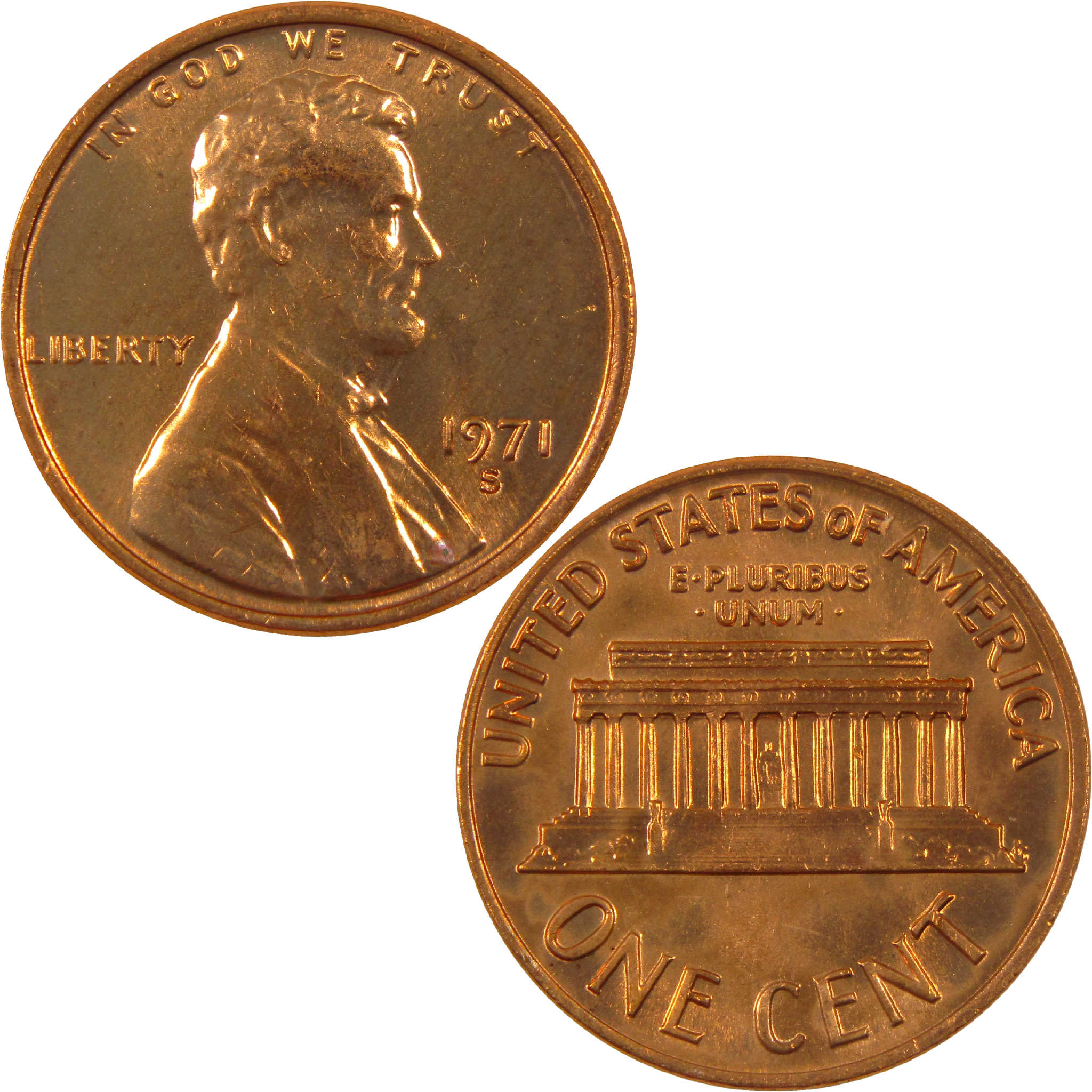 1971 S Lincoln Memorial Cent BU Uncirculated Penny 1c Coin