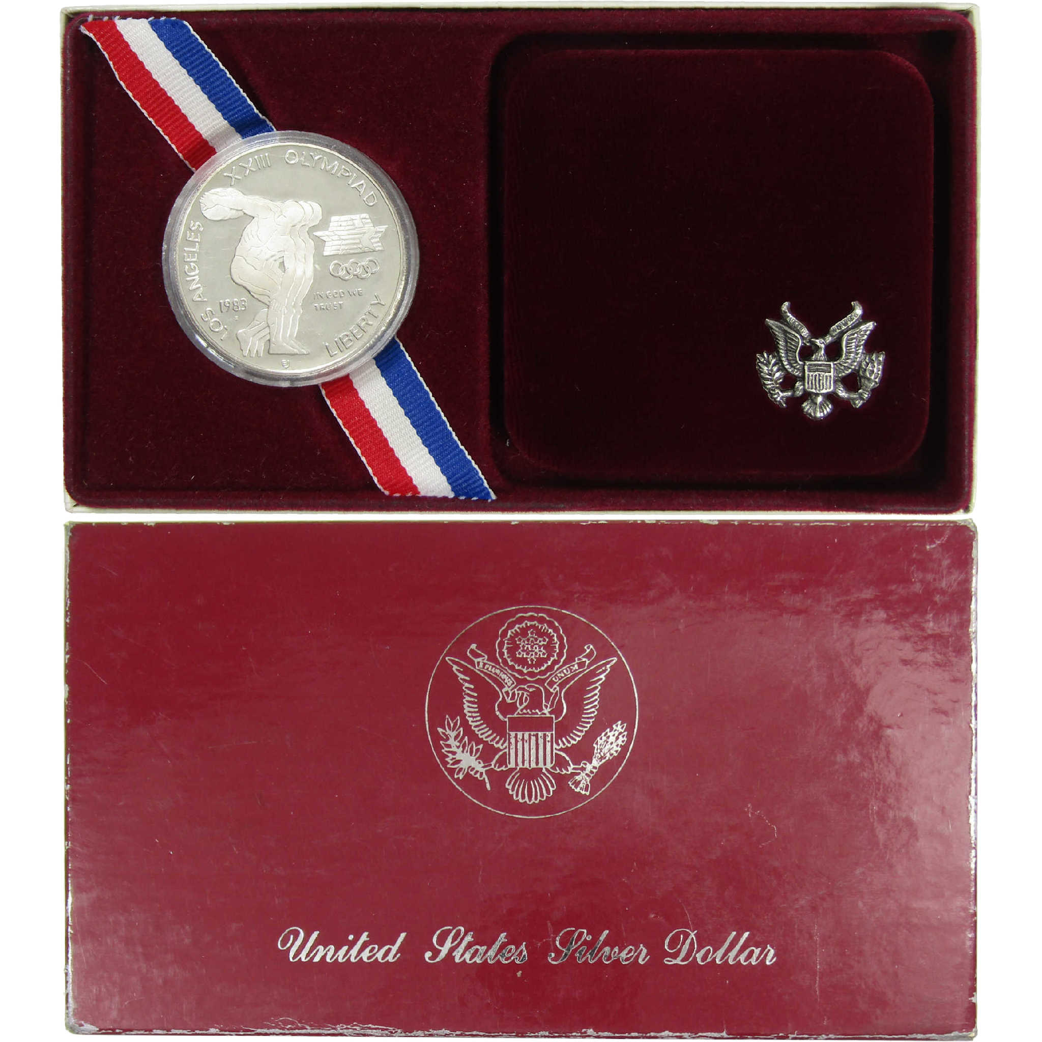 1983 S LA Olympiad Discus Thrower Silver Dollar Proof OGP SKU:CP312