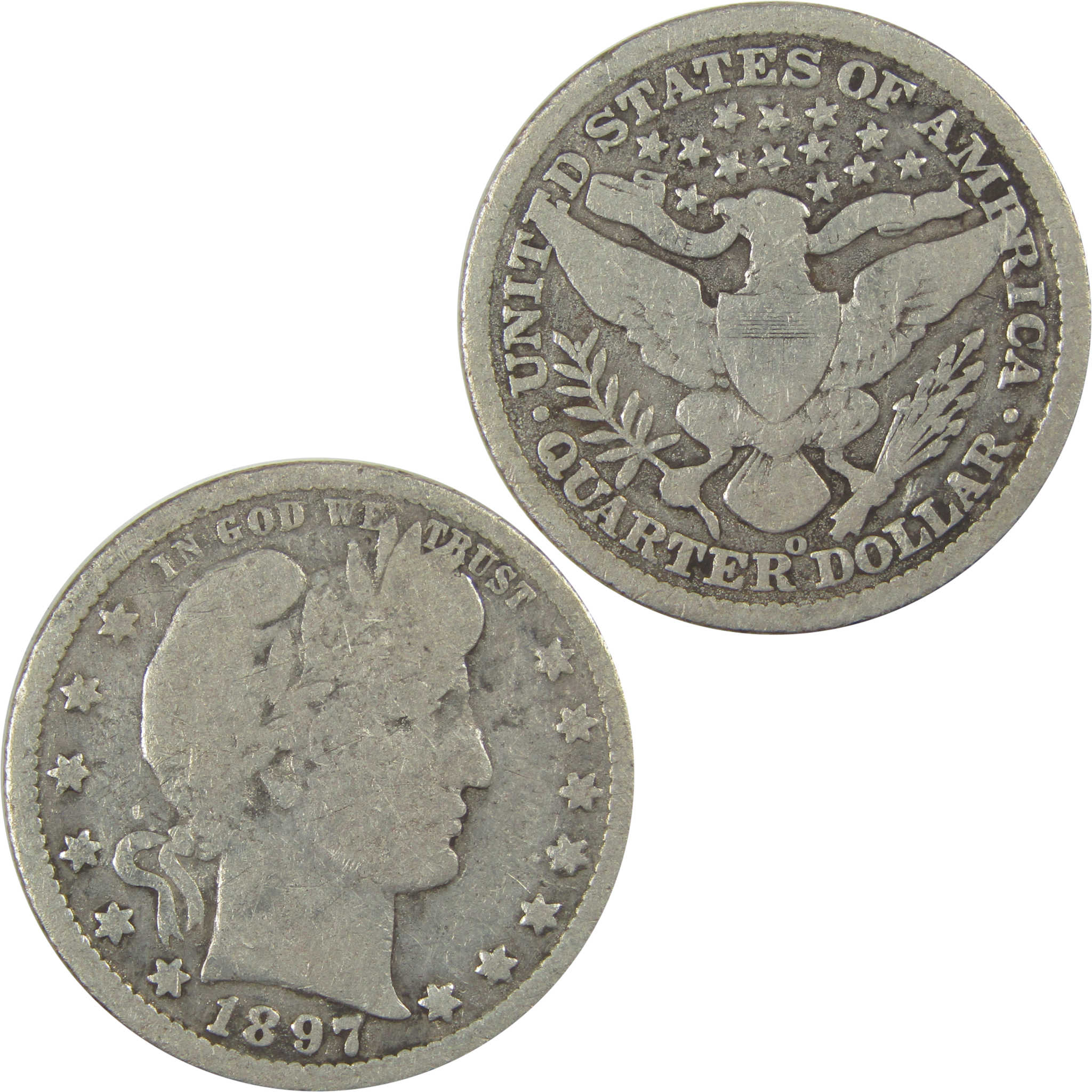 1897 O Barber Quarter G Good Details Silver 25c Coin SKU:I21793