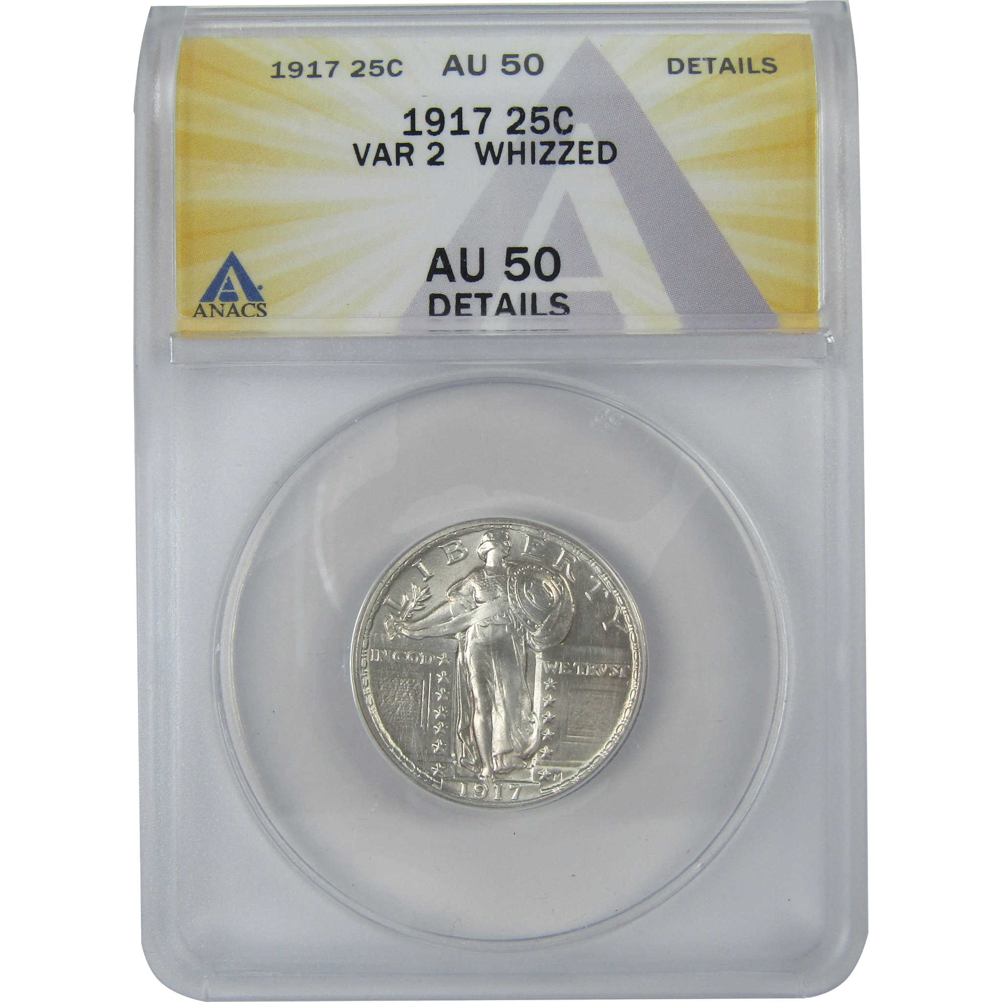 1917 Type 2 Standing Liberty Quarter AU 50 Details ANACS SKU:I16133