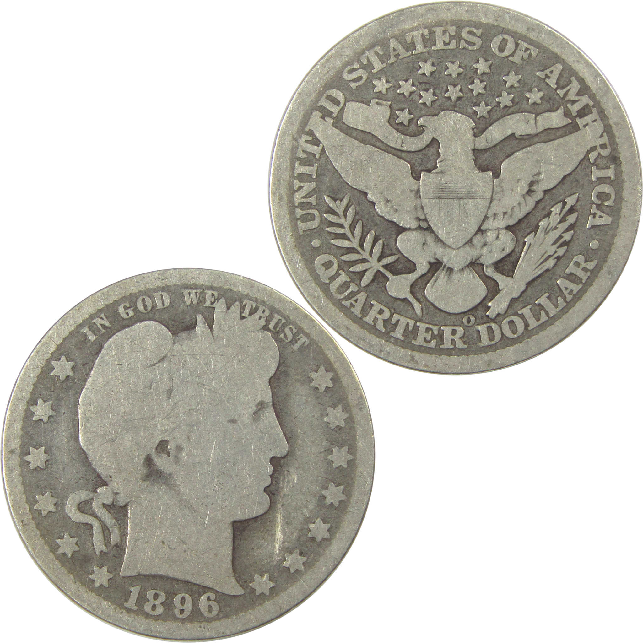 1896 O Barber Quarter G Good Silver 25c Coin SKU:I21856