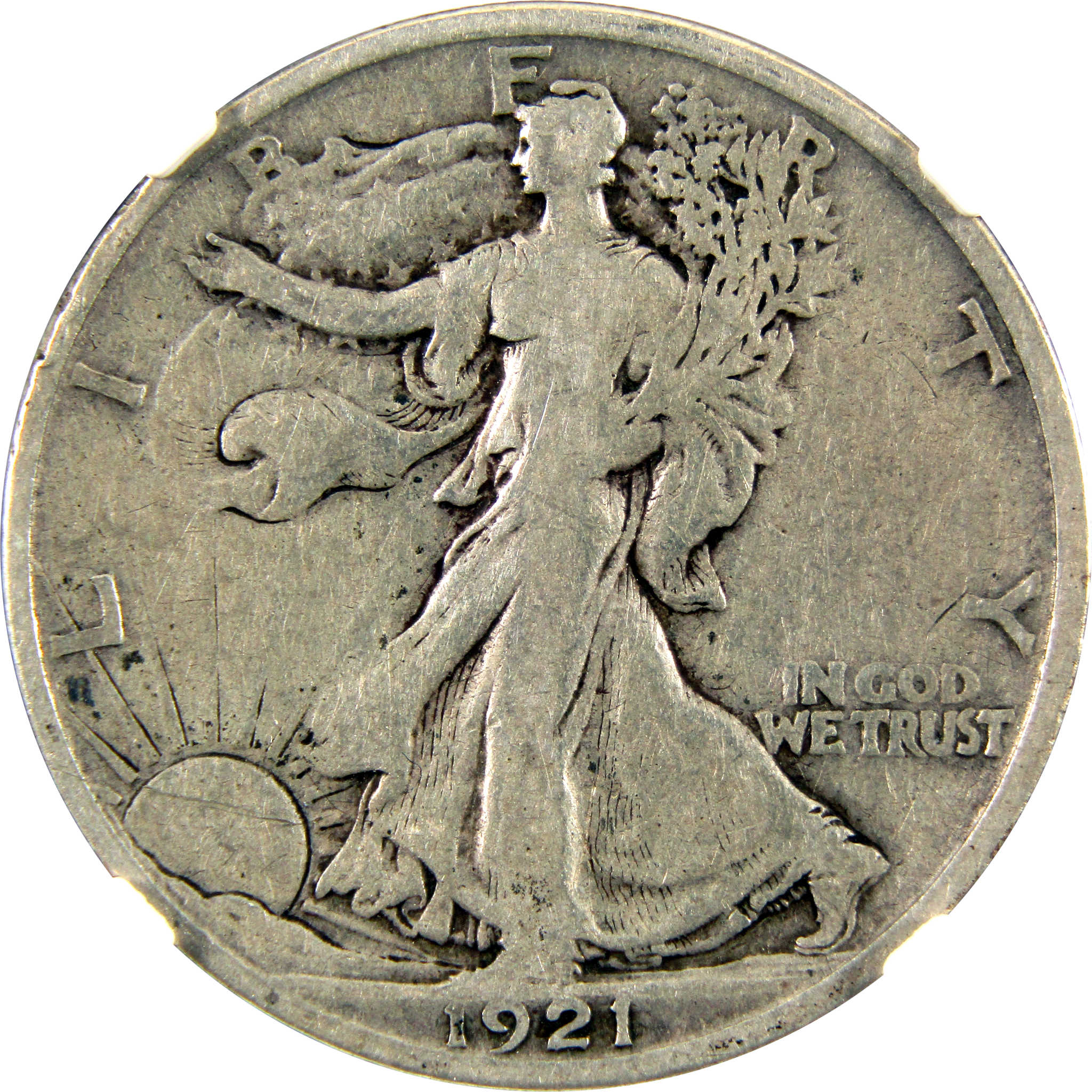1921 S Liberty Walking Half Dollar F 12 NGC 90% Silver 50c SKU:I10481