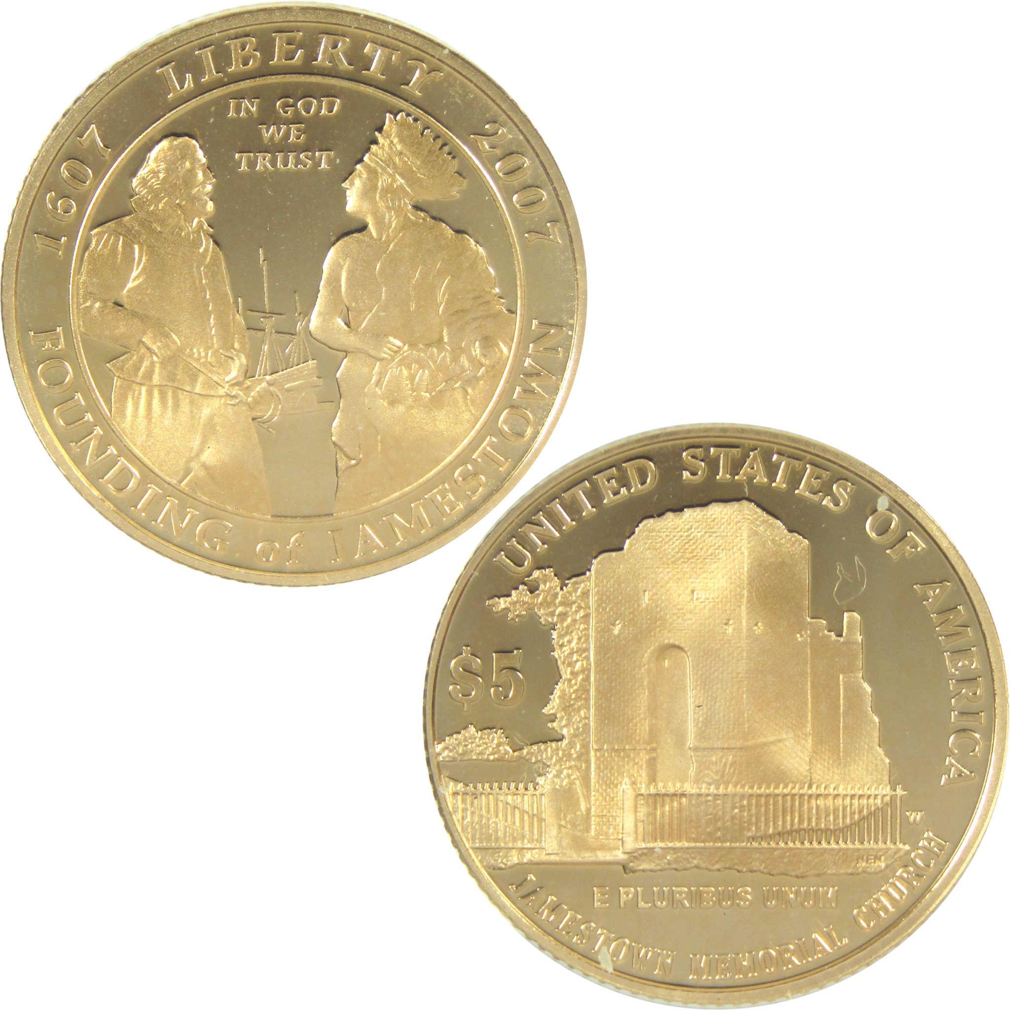 2007 W $5 Jamestown 400th Anniversary Commemorative Gold Proof Coin
