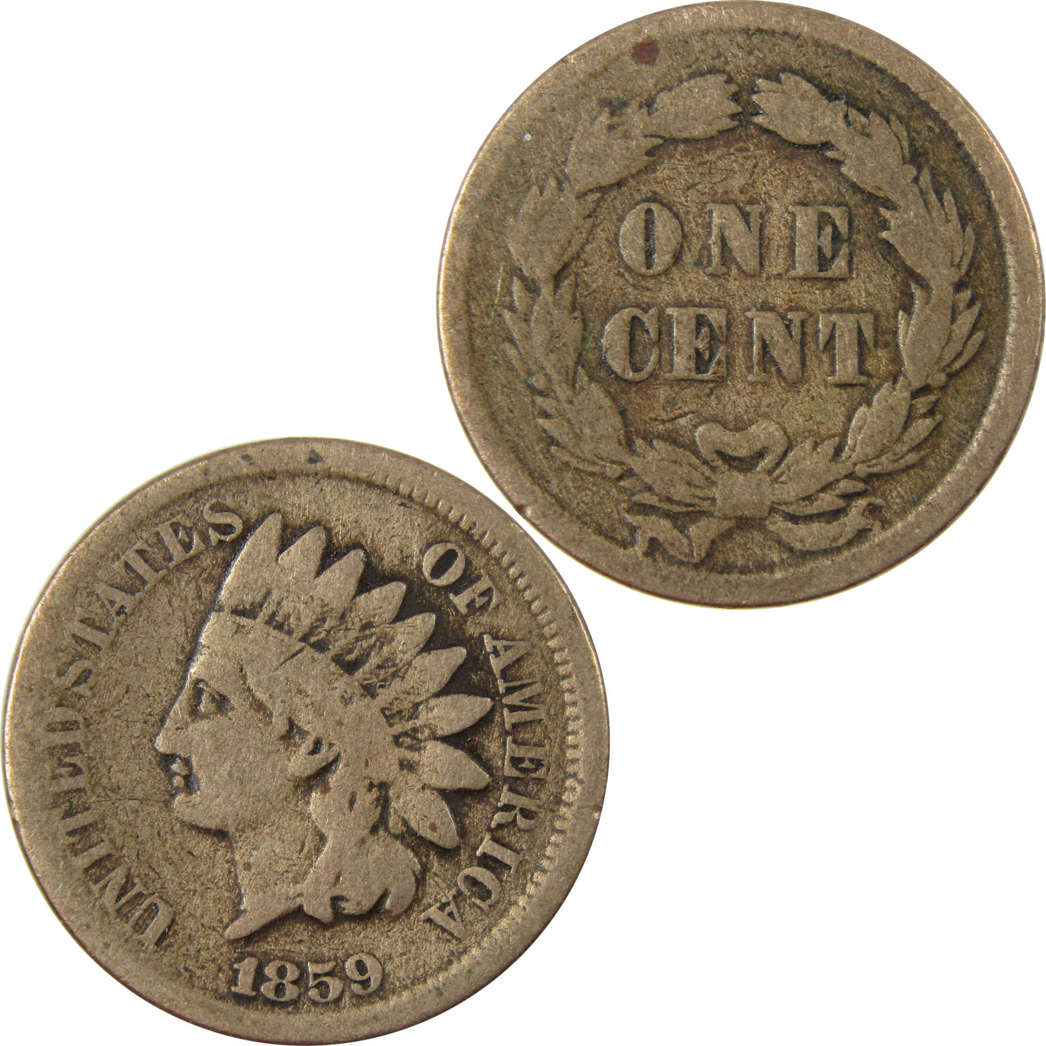 1859 Indian Head Cent G Good Penny 1c Coin Collectible SKU:CP1255