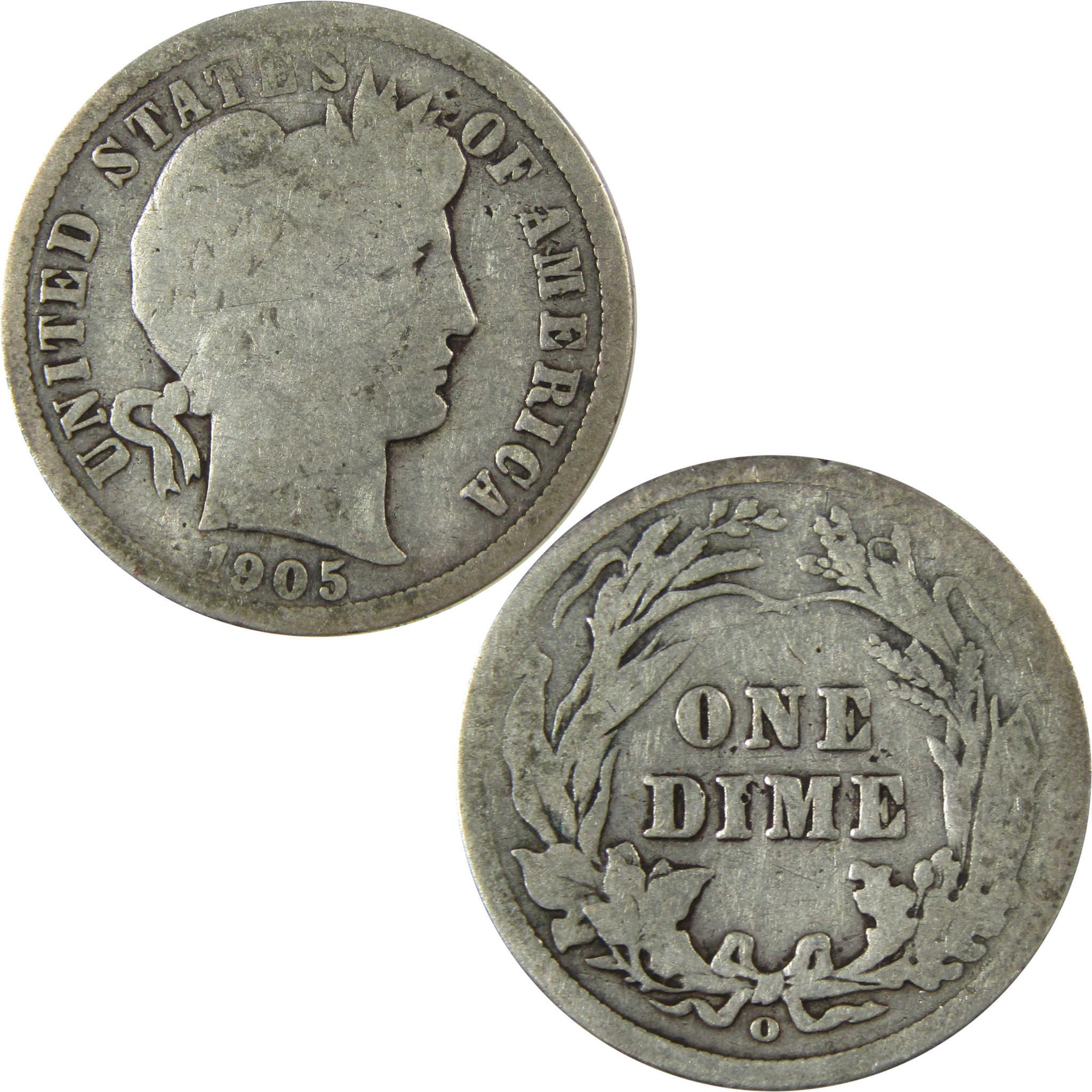 1905 O Micro O Barber Silver Dime G Good Details 10c Coin SKU:I26623