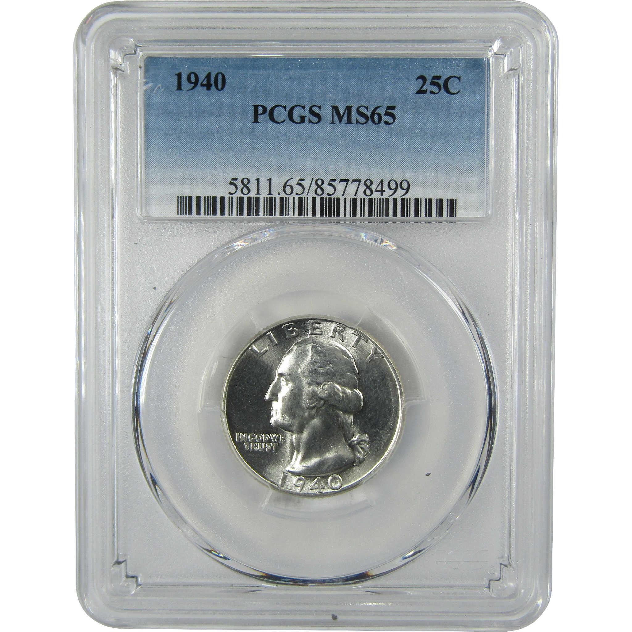 1940 Washington Silver Quarter MS 65 PCGS Uncirculated 25c Coin