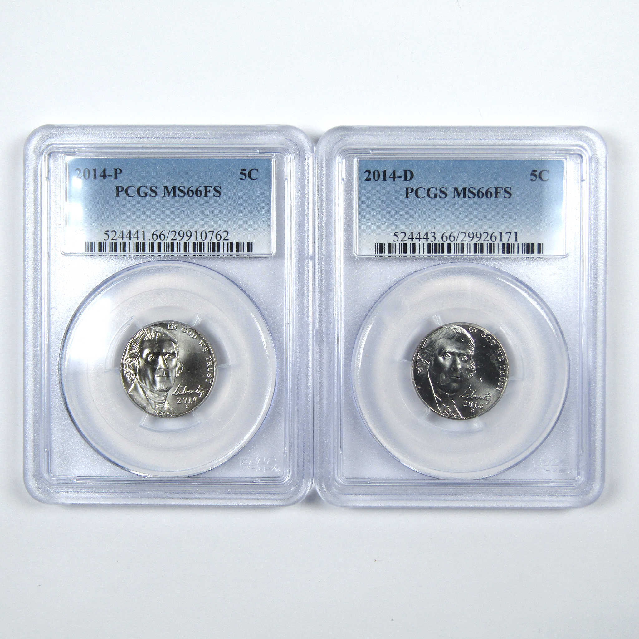 2014 P&D Jefferson Nickel 2 Coin Set MS 66 FS PCGS 5c SKU:CPC5502