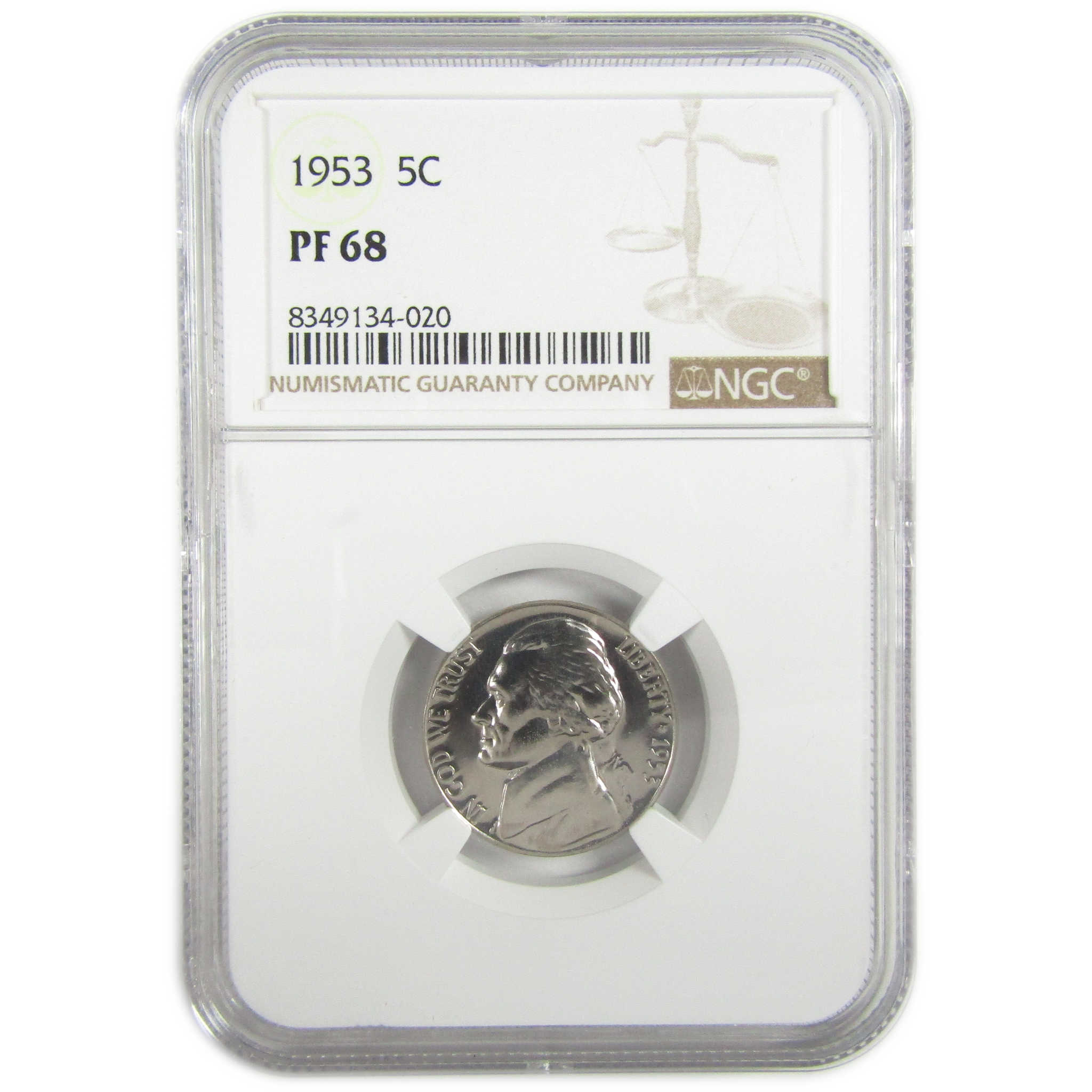 1953 Jefferson Nickel PF 68 NGC Proof 5c Coin Collectible SKU:I27369