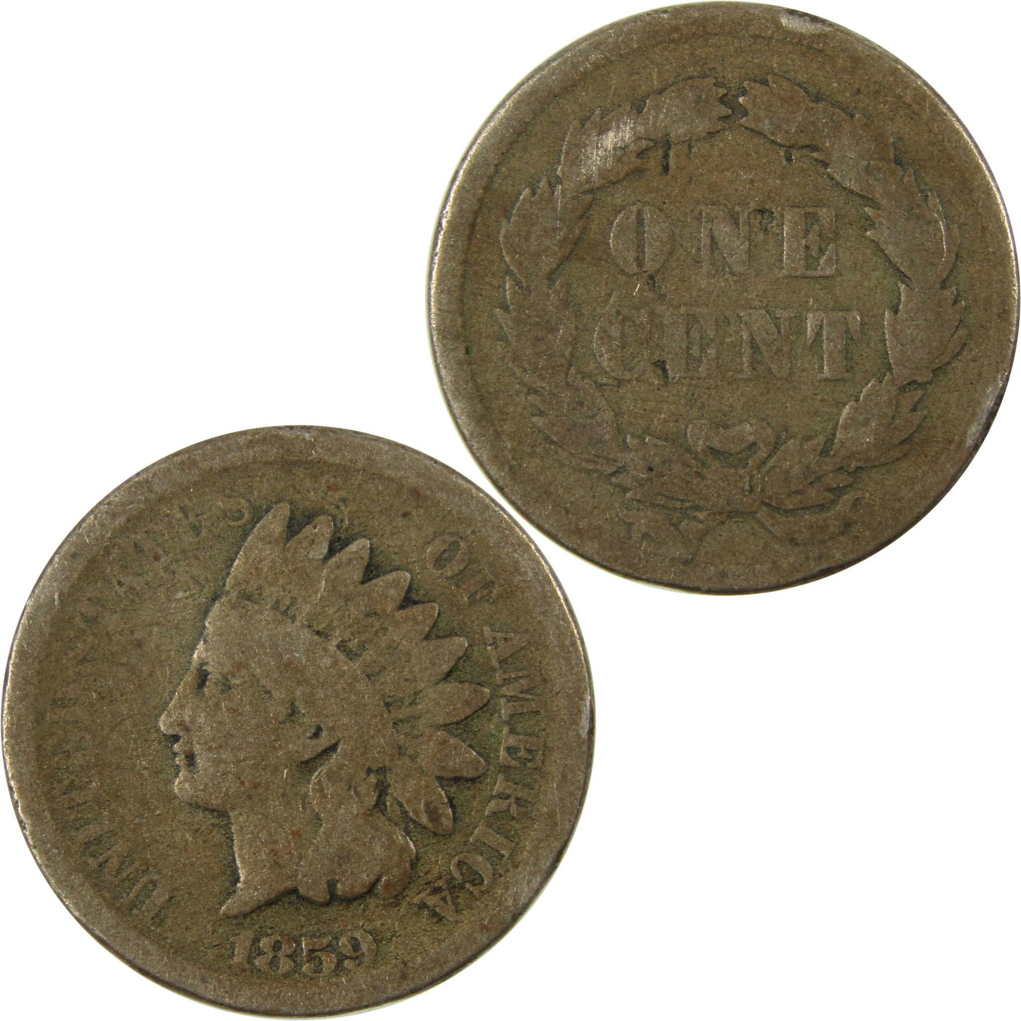 1859 Indian Head Cent AG About Good Penny 1c Coin SKU:CP1315