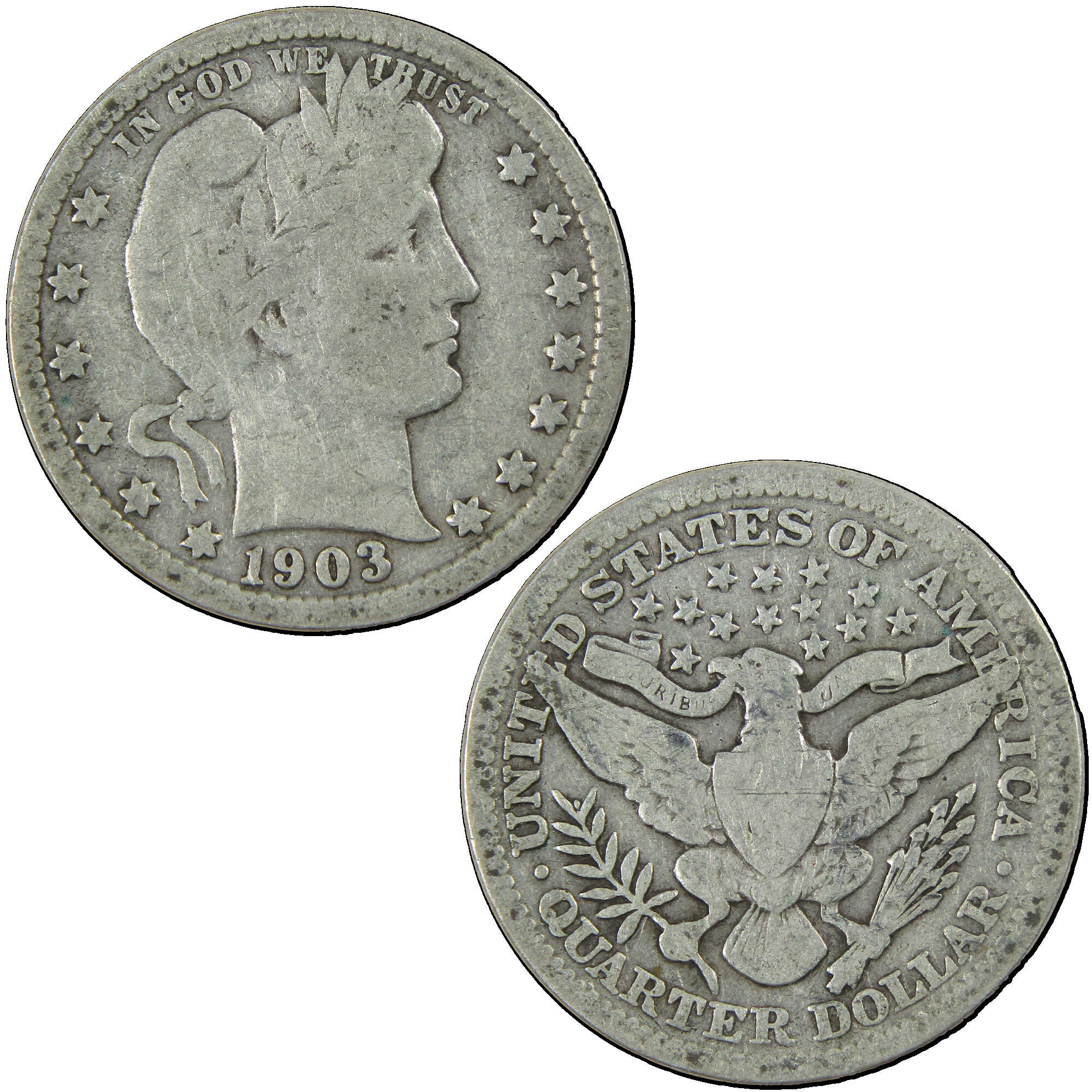 1903 Barber Quarter G Good Silver 25c Coin SKU:I12725