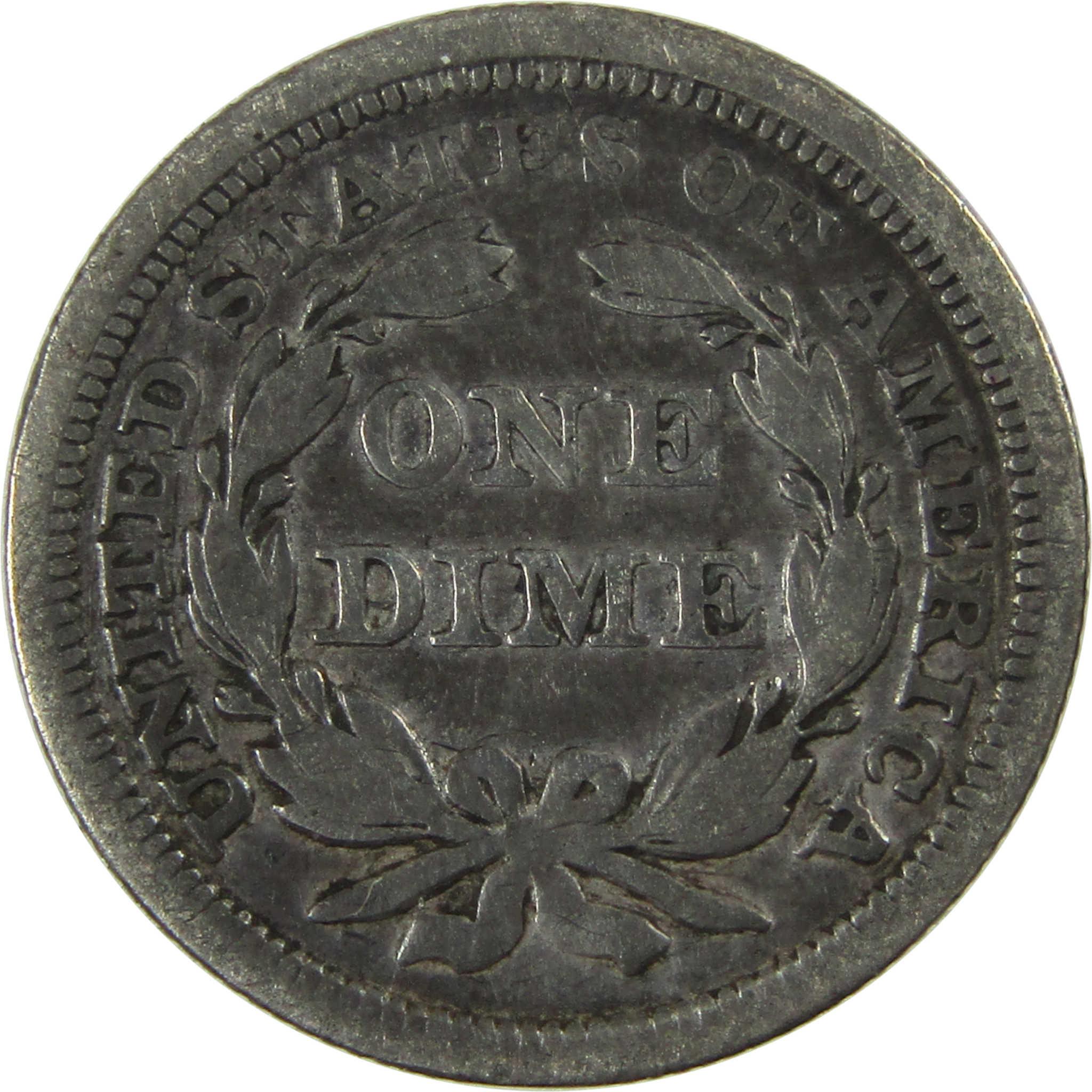 1854 Seated Liberty Silver Dime F Fine 10c Coin Collectible SKU:CP84