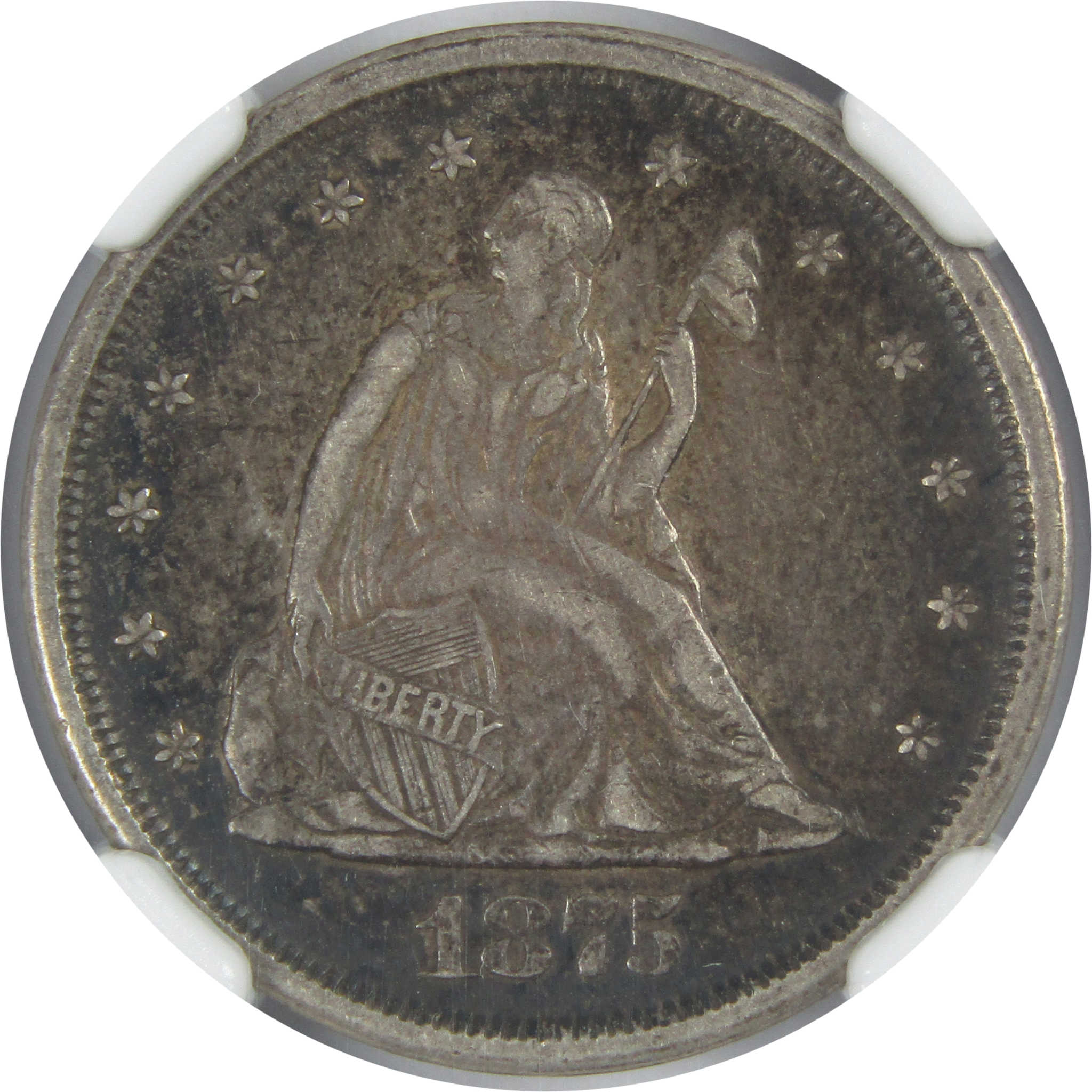 1875 S Seated Liberty Twenty Cent Piece XF 45 NGC Silver 20c Rare Coin