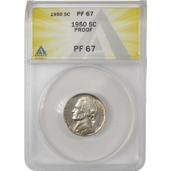 1950 Jefferson Nickel PF 67 ANACS Proof 5c Coin Collectible SKU:I28782