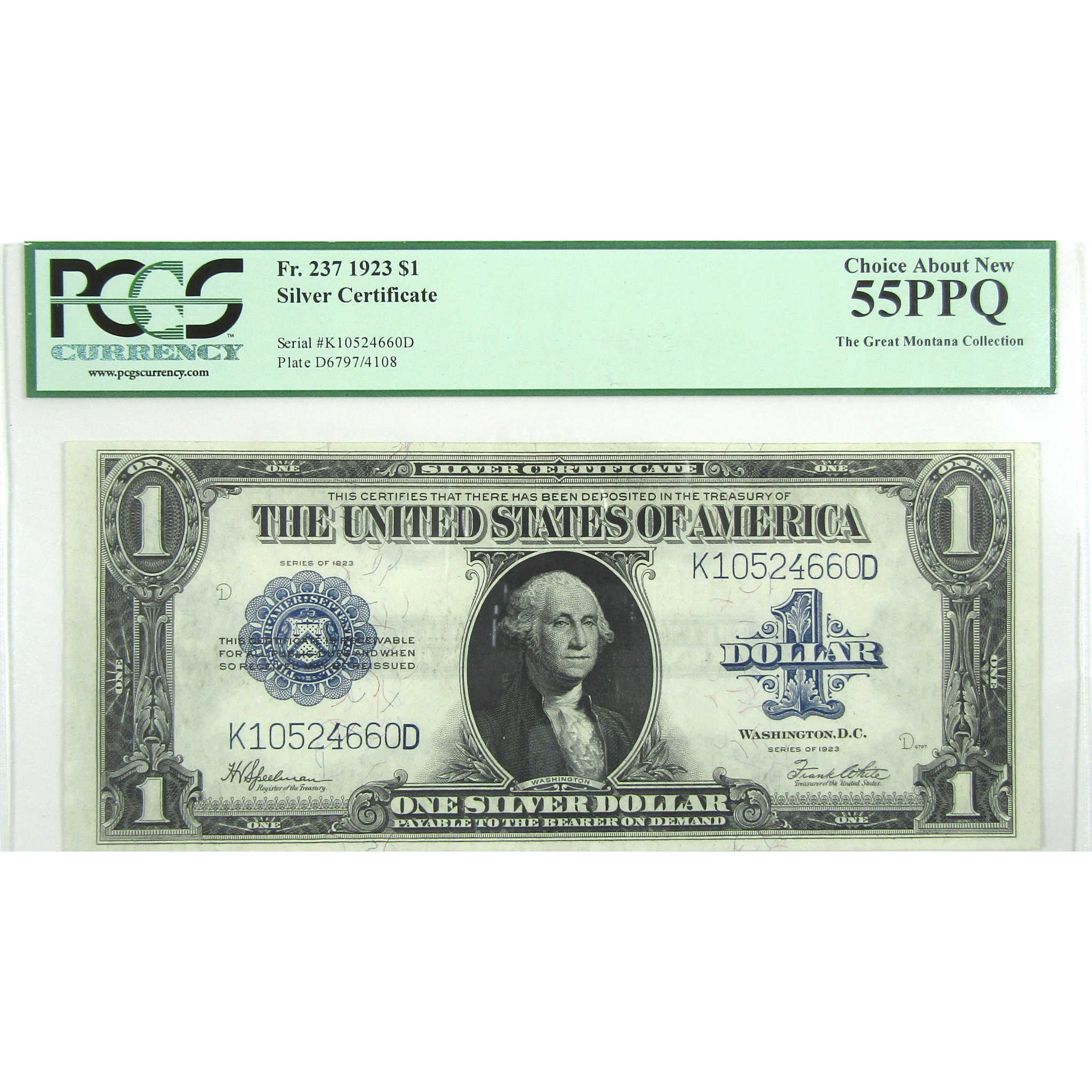 1923 $1 Silver Certificate 2 Piece Consecutive Serial Set 55 PPQ PCGS