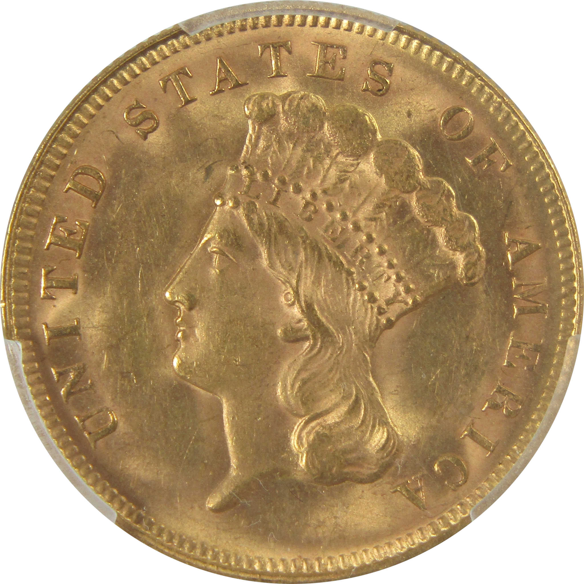 1878 Indian Princess Head MS 64 PCGS Gold $3 Uncirculated Coin