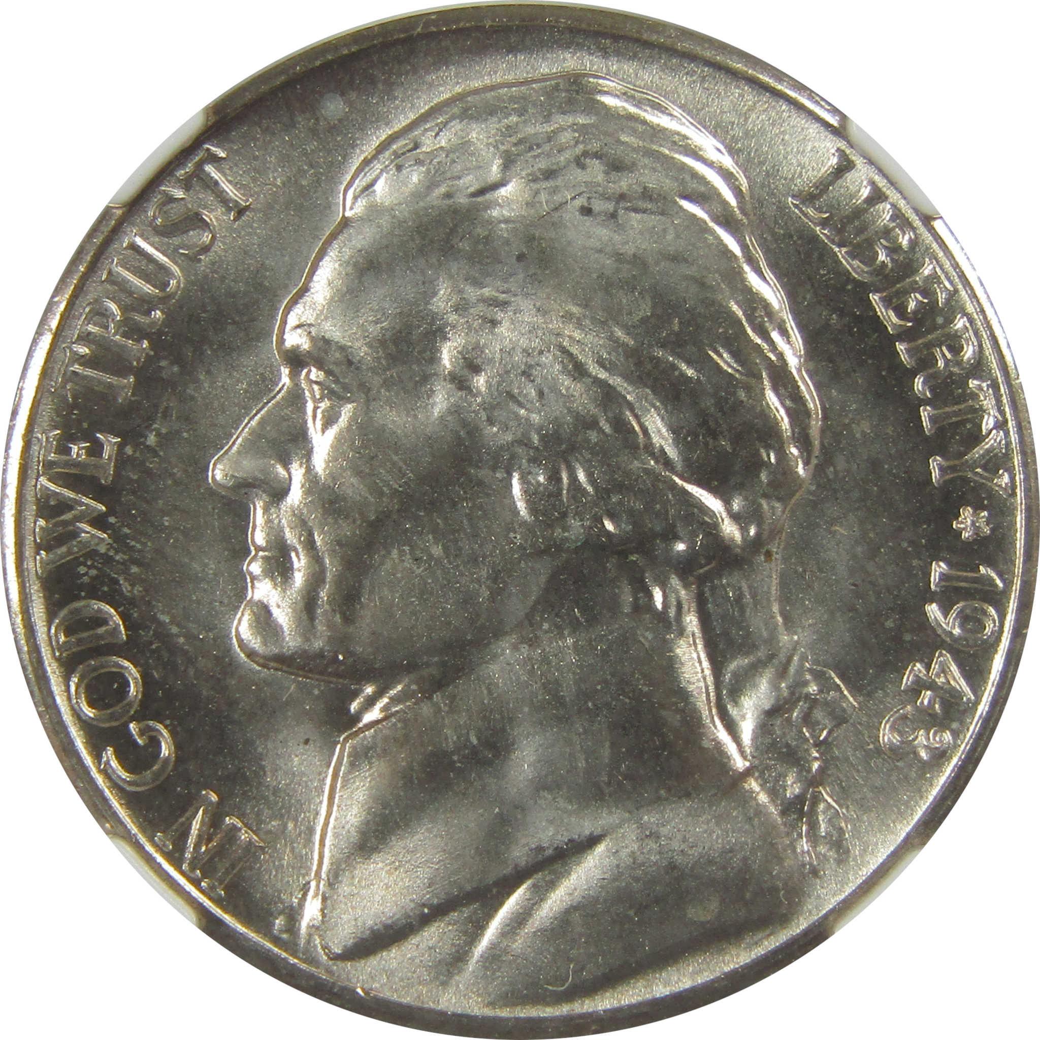 1943 S Jefferson Nickel MS 67 NGC Silver Bag Fragment SKU:I20345