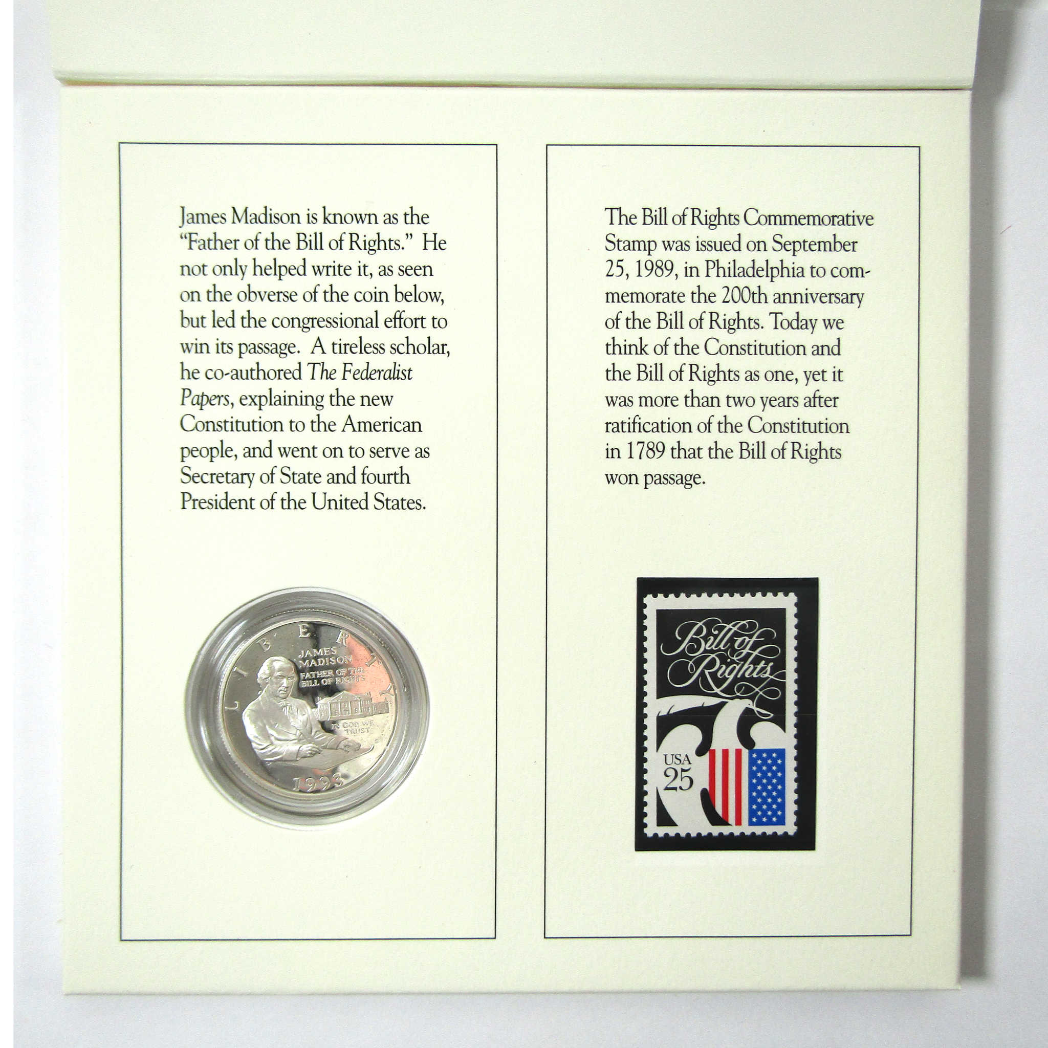 Bill of Rights Commemorative Coin and Stamp Set OGP COA SKU:CPC4837