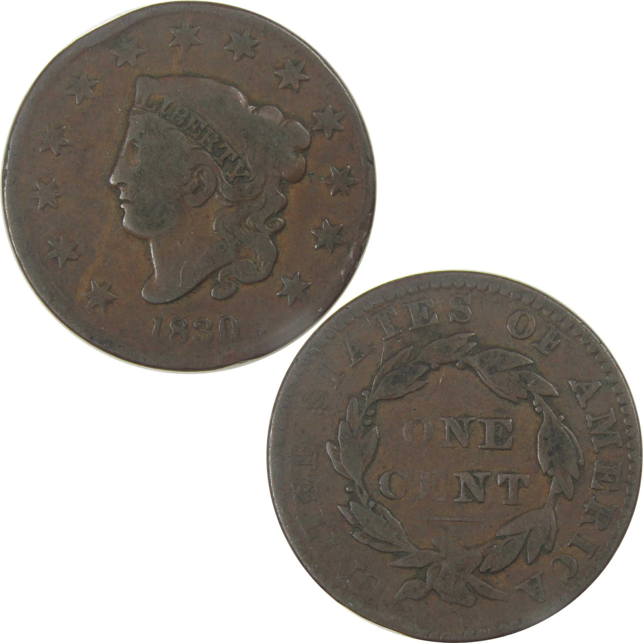 1830 Medium Letters Coronet Head Large Cent VG Details SKU:I21645