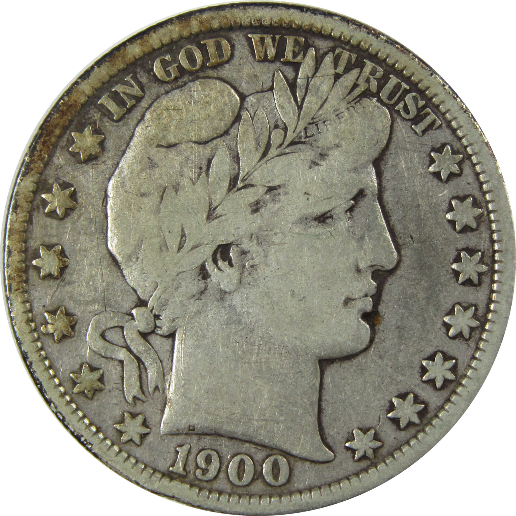 1900 Barber Silver Half Dollar F Fine 50c Coin SKU:I25954