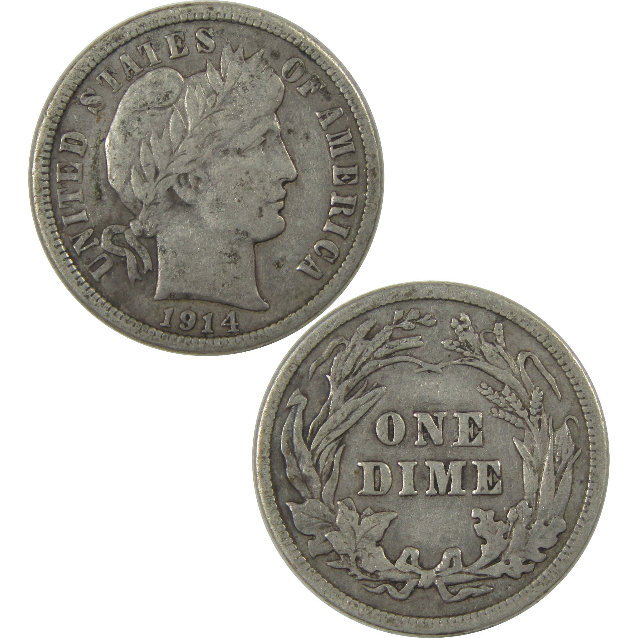 1914 Barber Dime VF Very Fine Silver 10c Coin SKU:I20664