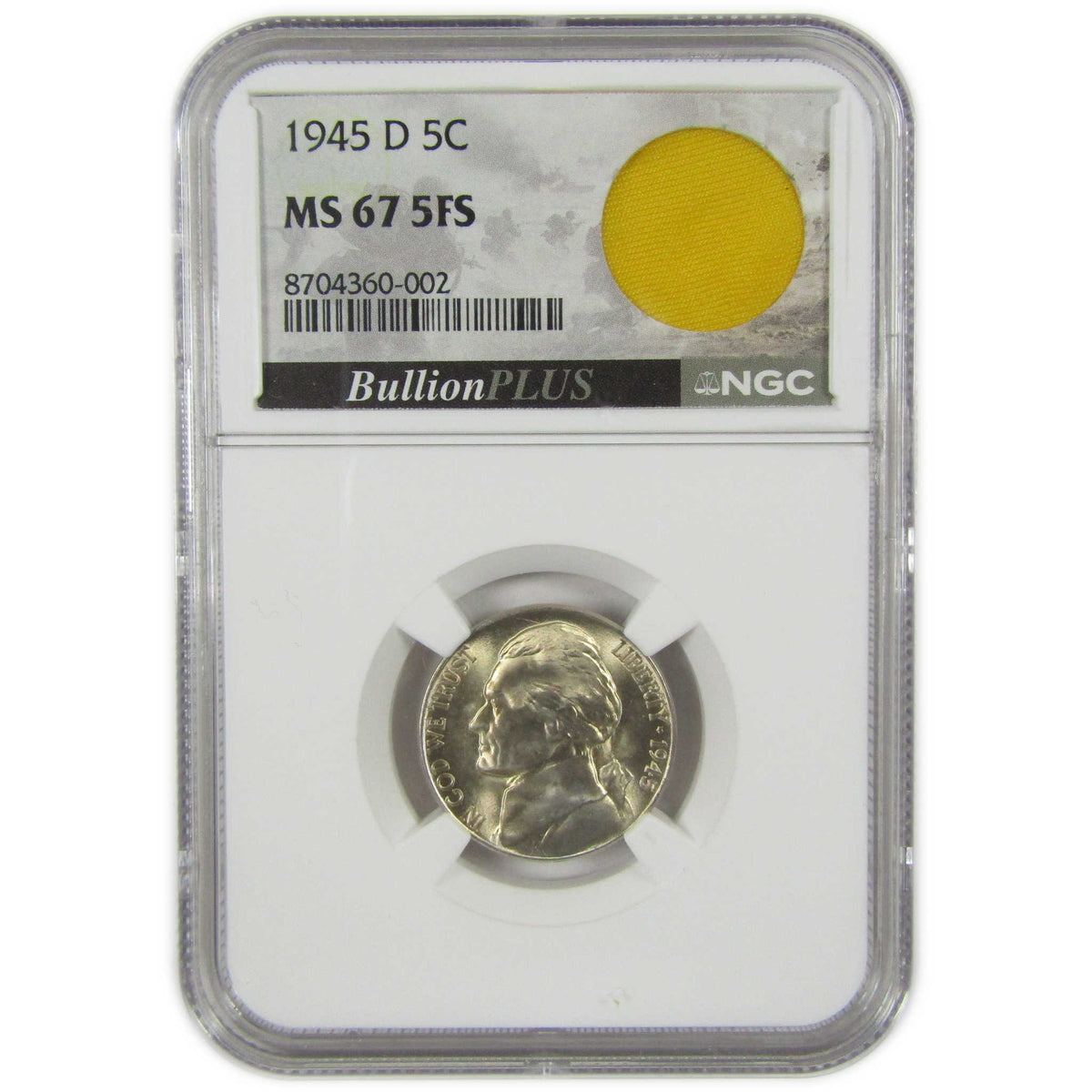 1945 D Jefferson Wartime Silver Nickel MS 67 5FS NGC Coin SKU:I28720
