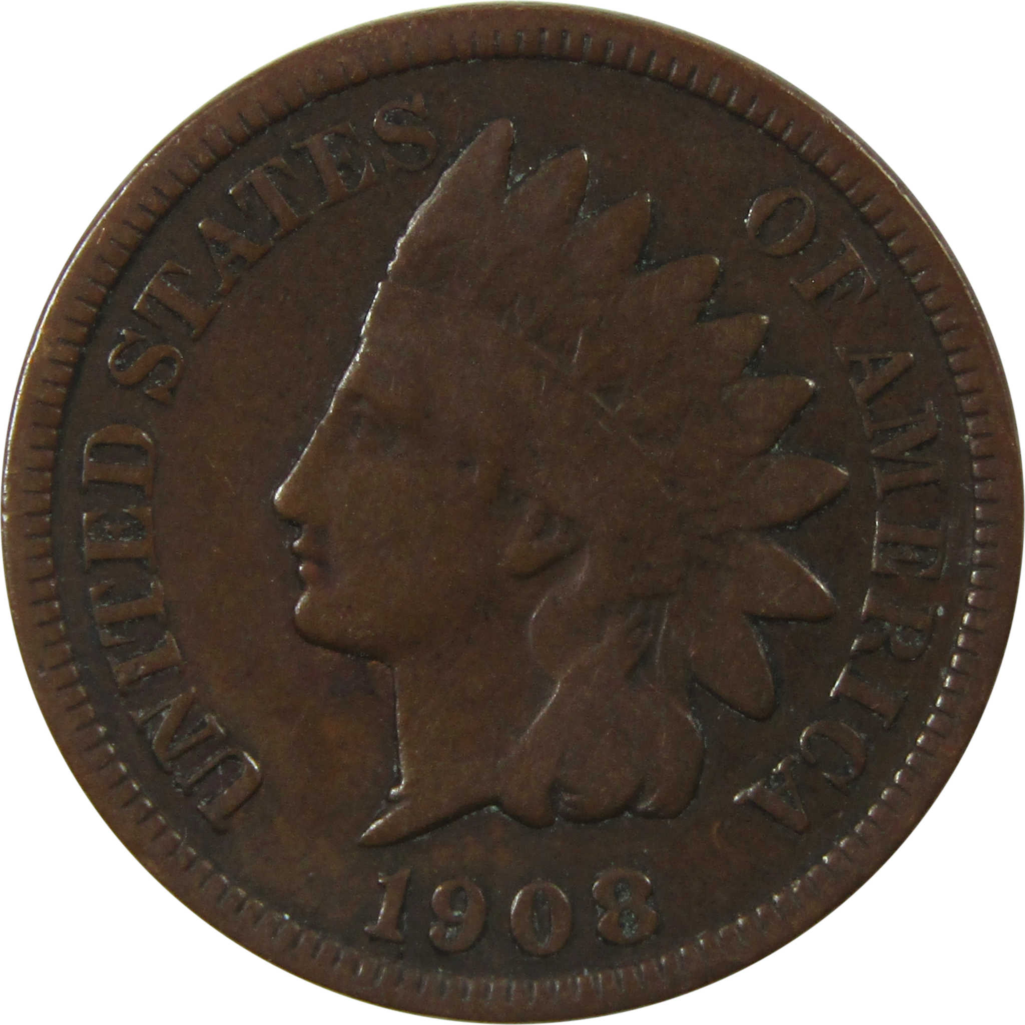 1908 S Indian Head Cent VG Very Good Details Penny 1c Coin SKU:I13662